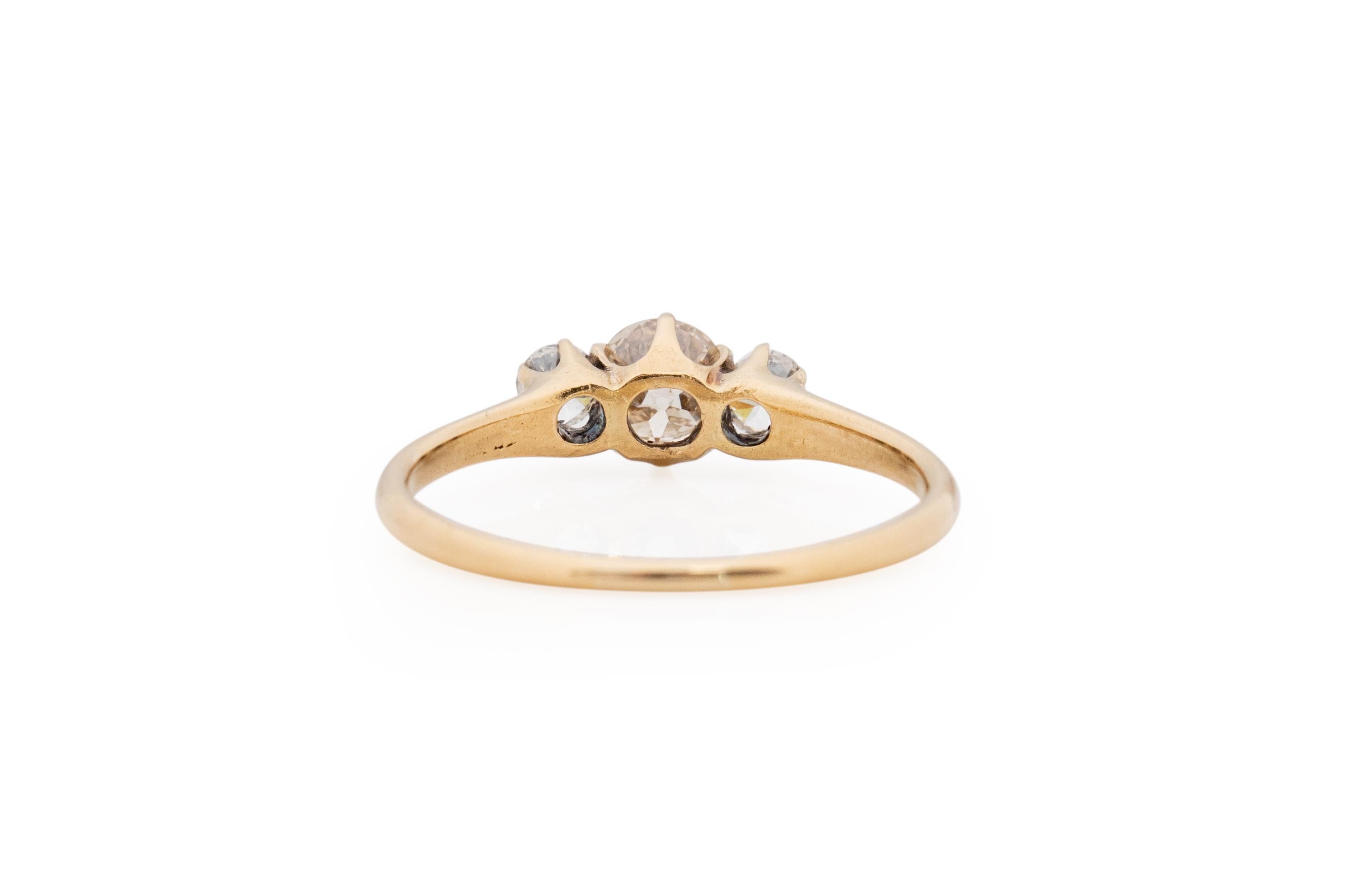 .51 Carat Edwardian Diamond 14 Karat Yellow Gold Engagement Ring In Good Condition For Sale In Atlanta, GA