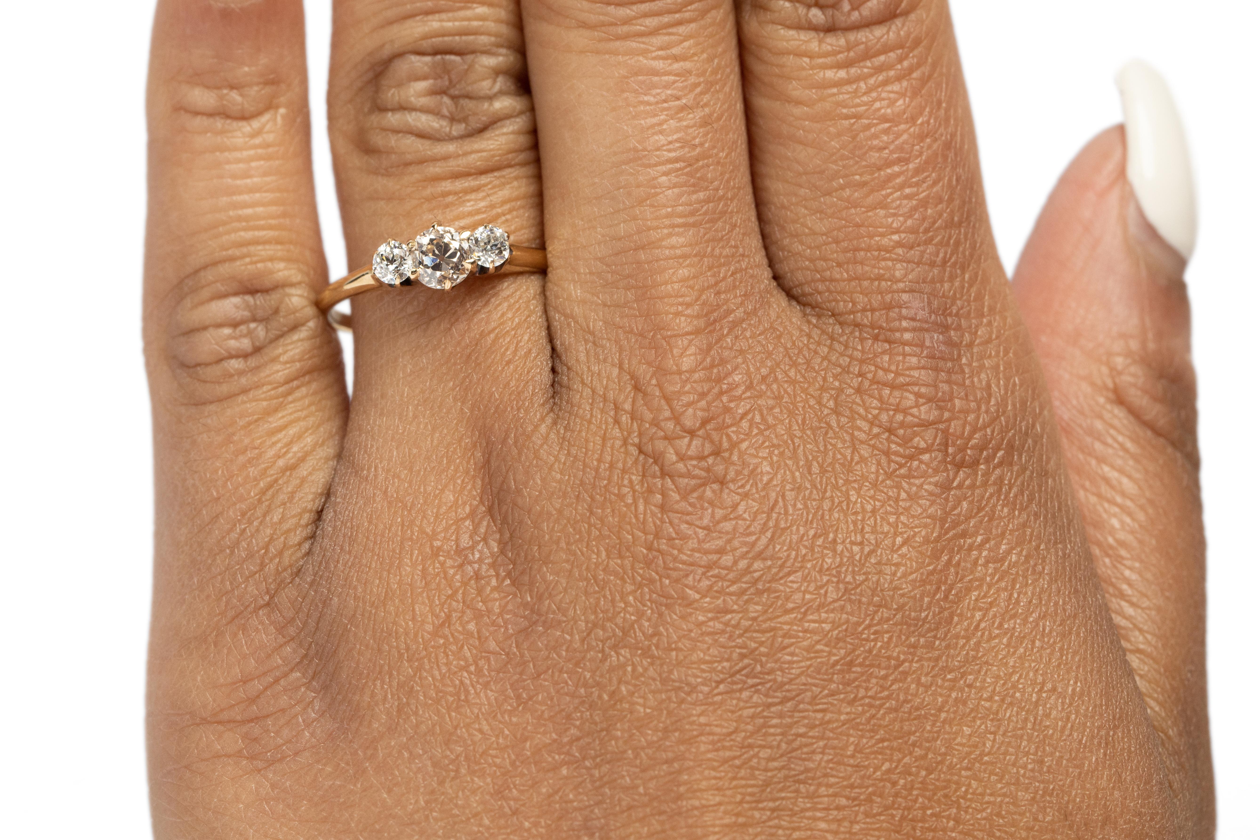 Women's .51 Carat Edwardian Diamond 14 Karat Yellow Gold Engagement Ring For Sale