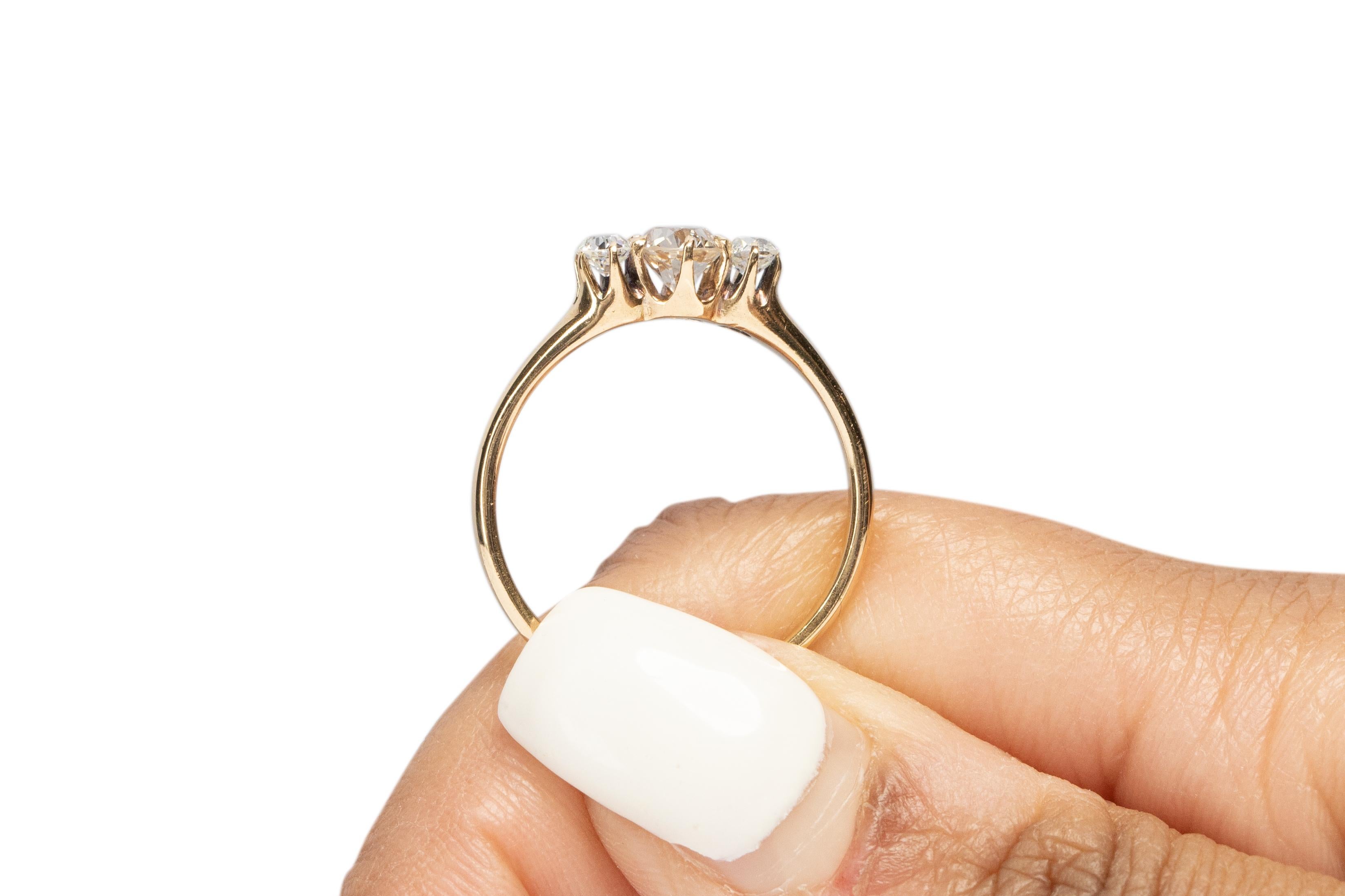 .51 Carat Edwardian Diamond 14 Karat Yellow Gold Engagement Ring For Sale 2