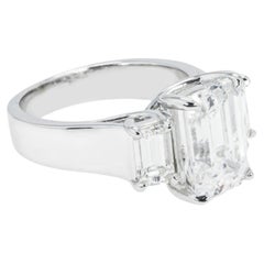 5.1 Carat Emerald Diamond Ring 18K White Gold Refined Grandeur