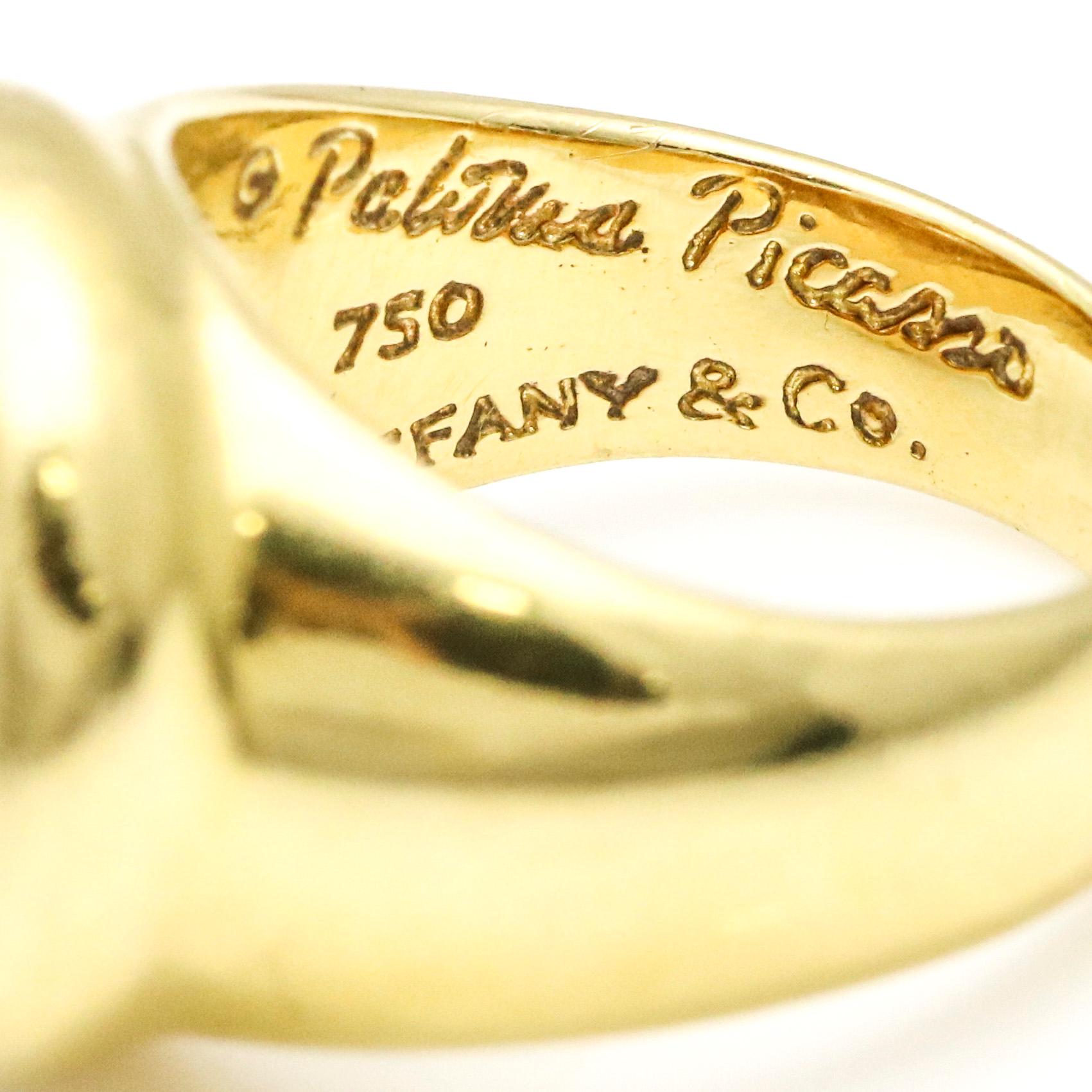 .51 Carat Tiffany & Co. Paloma Picasso 18 Karat Yellow Gold Diamond Ring In Good Condition For Sale In Fort Lauderdale, FL