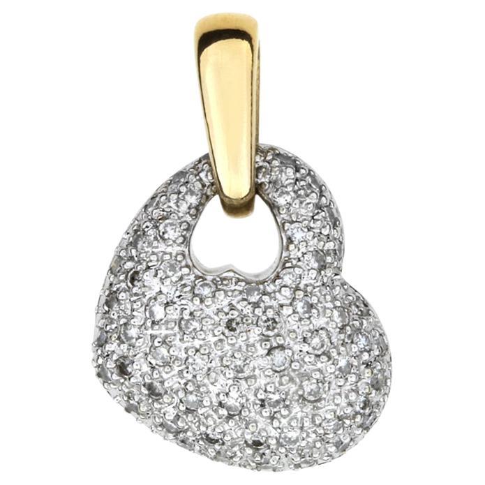 .51 Carat Total Weight Diamond 14k Heart Pendant For Sale