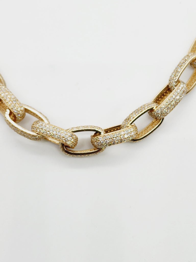 51 Carats Diamonds Heavy Link Chain Necklace 14 Karats Yellow Gold For ...