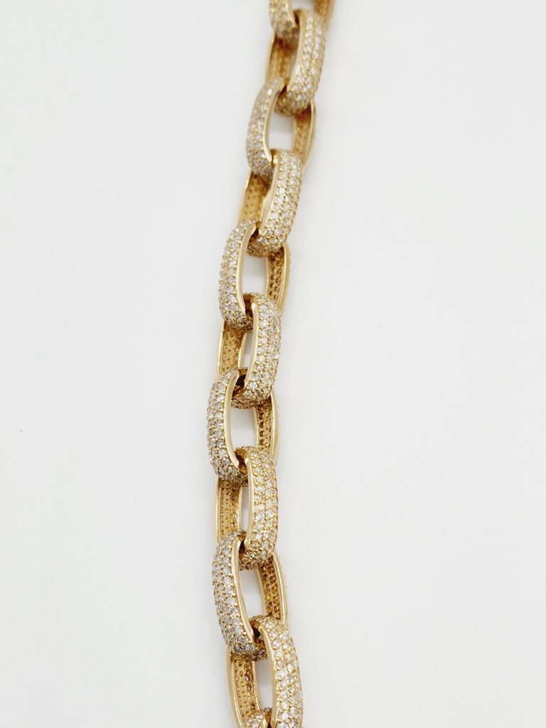 51 Carats Diamonds Heavy Link Chain Necklace 14 Karats Yellow Gold For ...