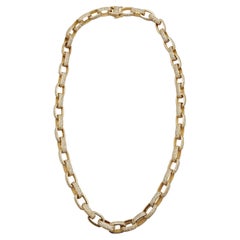 51 Carats Diamonds Heavy Link Chain Necklace 14 Karats Yellow Gold