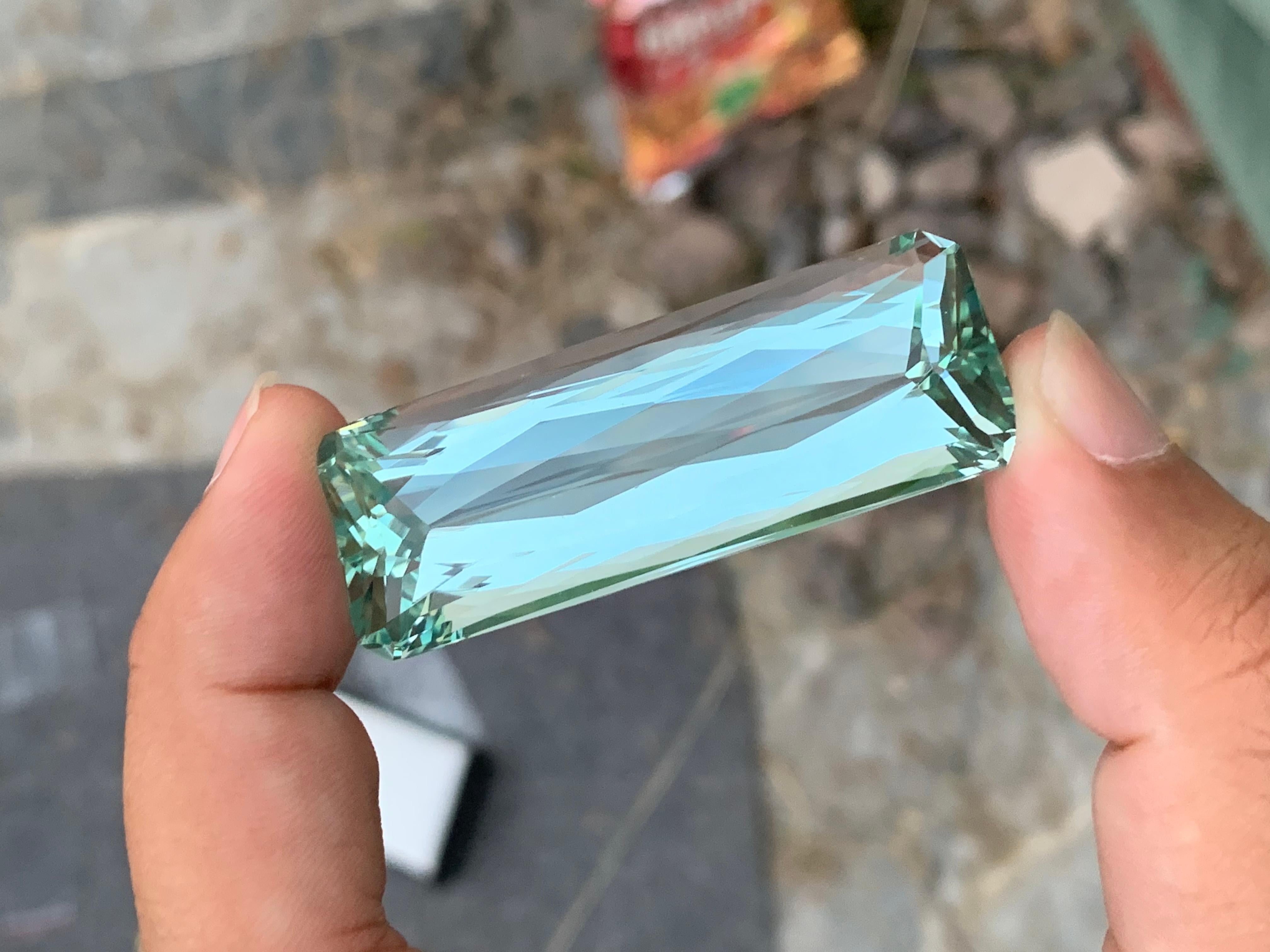 Women's or Men's 51 Mm Long Natural Loose Green Aquamarine Gem For Necklace Jewelry 108 Carats For Sale