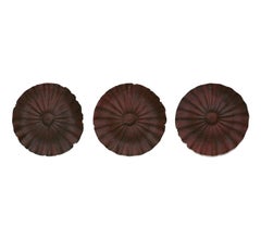 51" Undulating Leather Wall Sculpture Antique 19th Century Leather Hay Caps