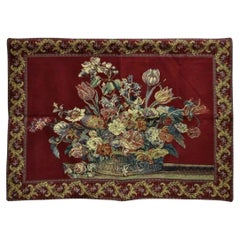 51" x 36" Arazzo francese da parete Jacquard Acanthus Floral Still Life Rosso