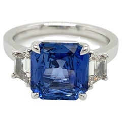 5.10 Carat Ceylon Sapphire & Diamond Ring in Platinum
