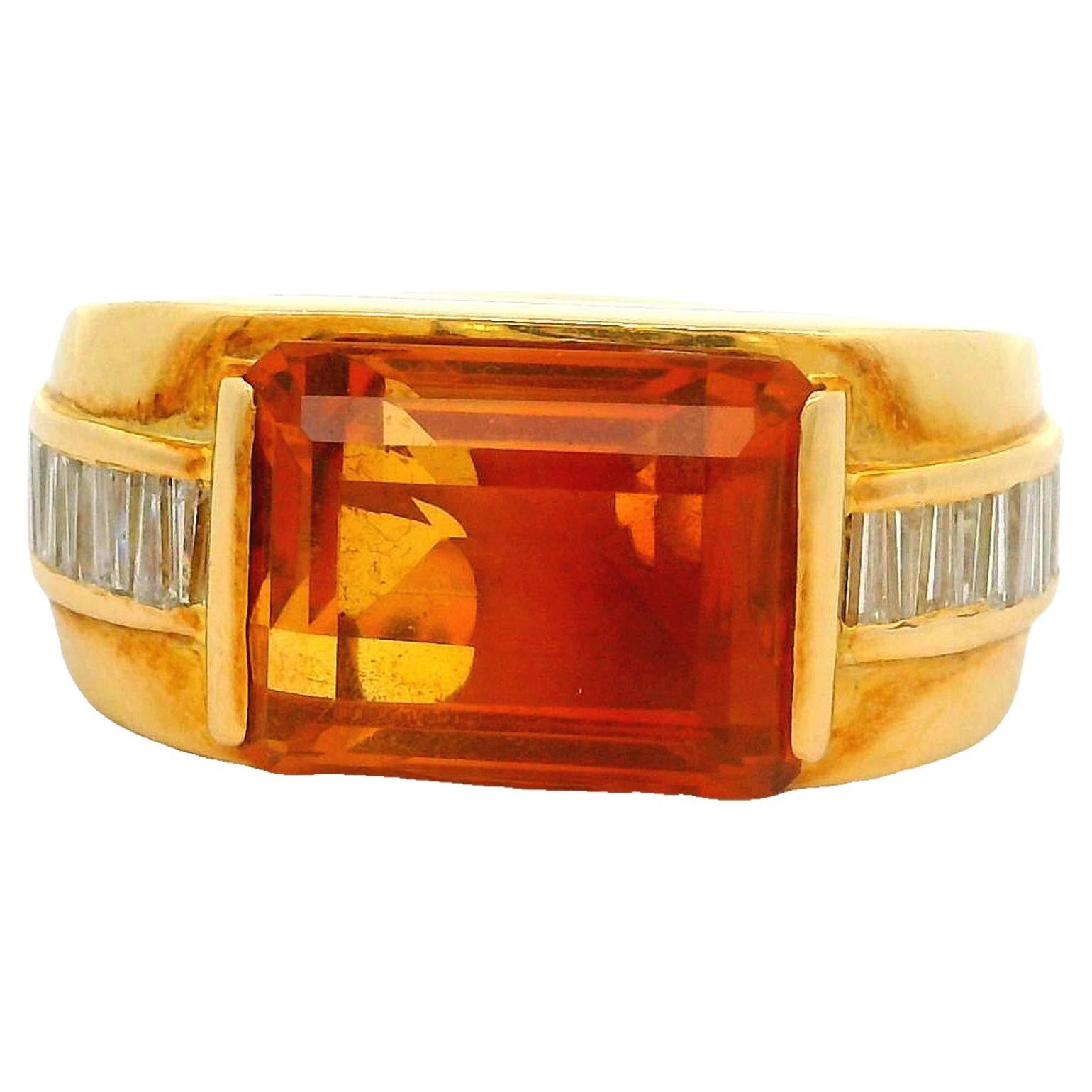 5.10 Carat Citrine Diamond 18k Yellow Gold Ring
