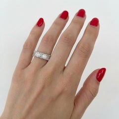 5.10 Carat Emerald Cut Diamond Eternity Band Ring 18K White Gold G VS1
