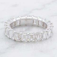 5.10 Carat Emerald Cut Diamond Eternity Band Ring 18K White Gold G VS1