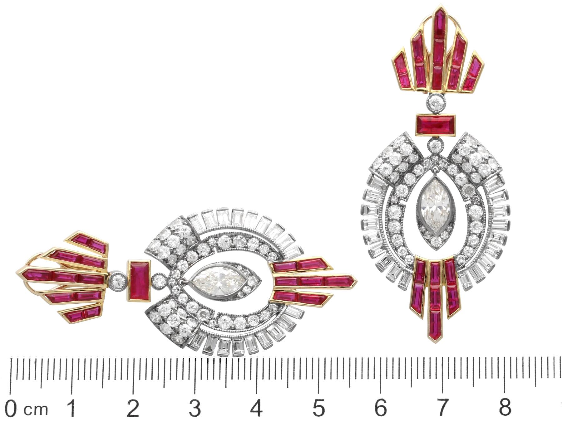 Orecchini a goccia in oro giallo 18k con rubino del Mozambico da 5,10 carati e diamante da 5,38 carati in vendita 6