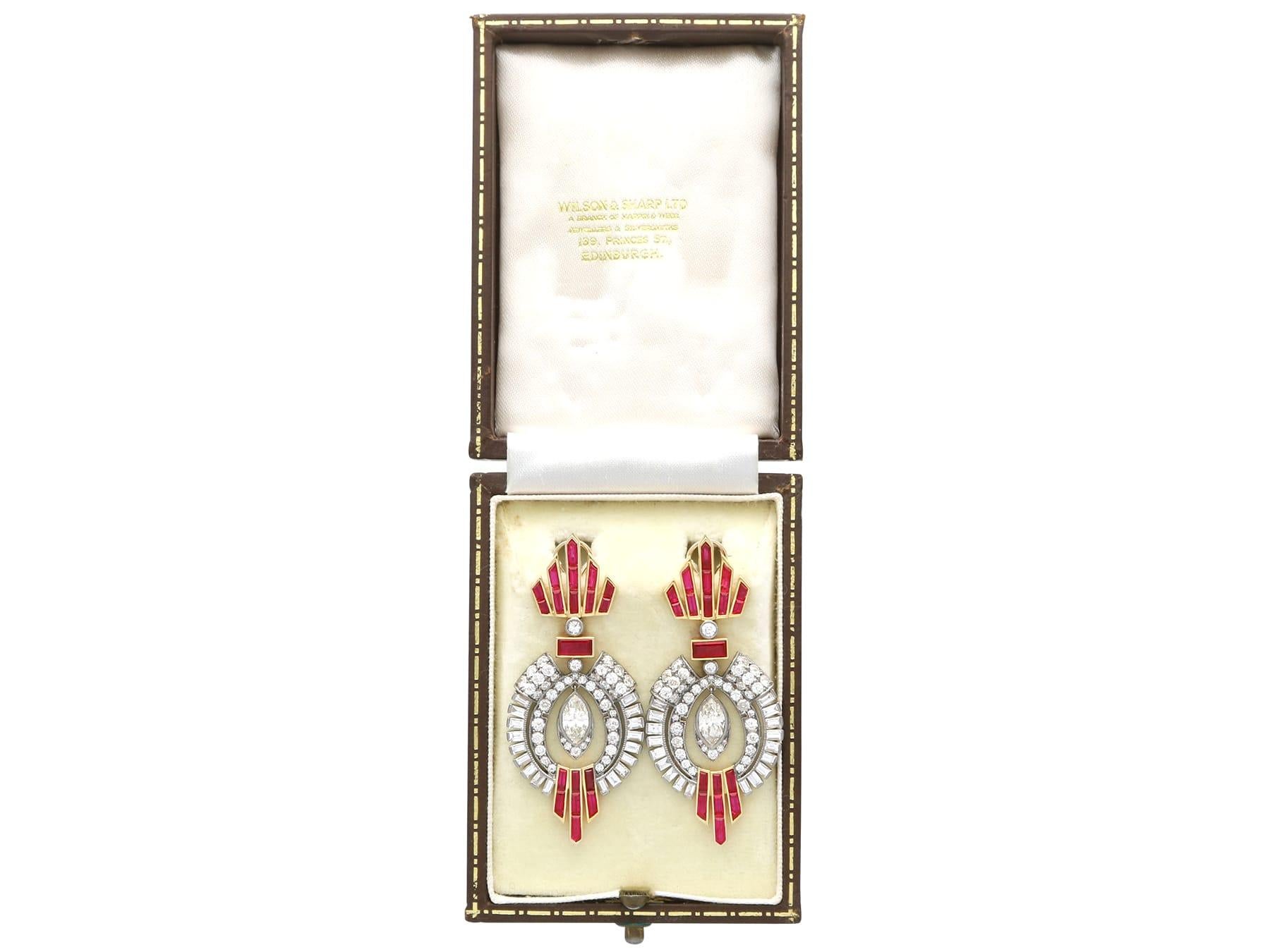 Orecchini a goccia in oro giallo 18k con rubino del Mozambico da 5,10 carati e diamante da 5,38 carati in vendita 7