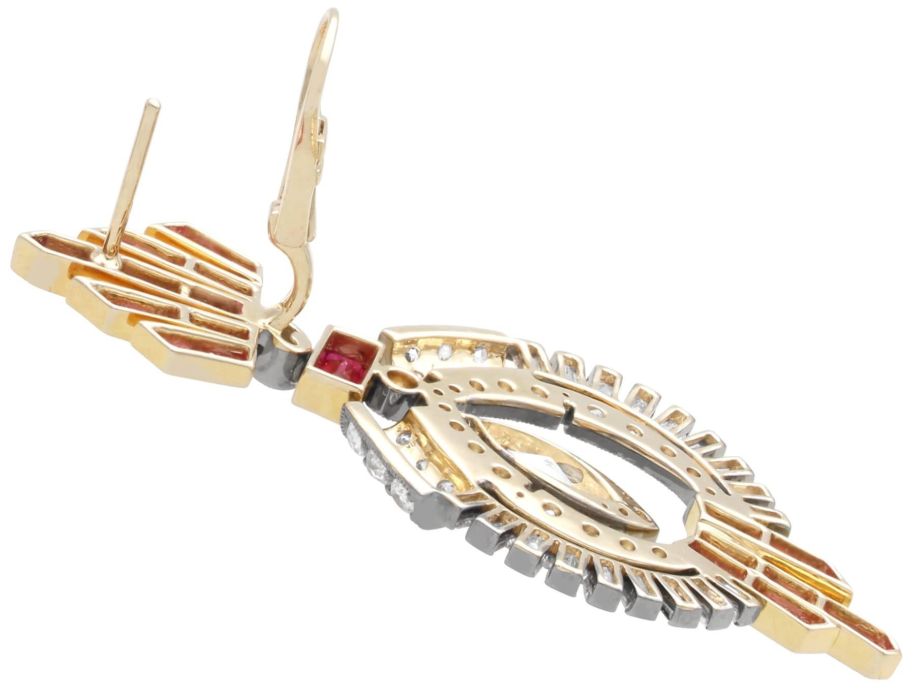 Orecchini a goccia in oro giallo 18k con rubino del Mozambico da 5,10 carati e diamante da 5,38 carati in vendita 4