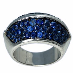 Berca 5.10Kt Zafiro Azul Natural Oro Blanco Negro Anillo de Cóctel en Forma de Pirámide