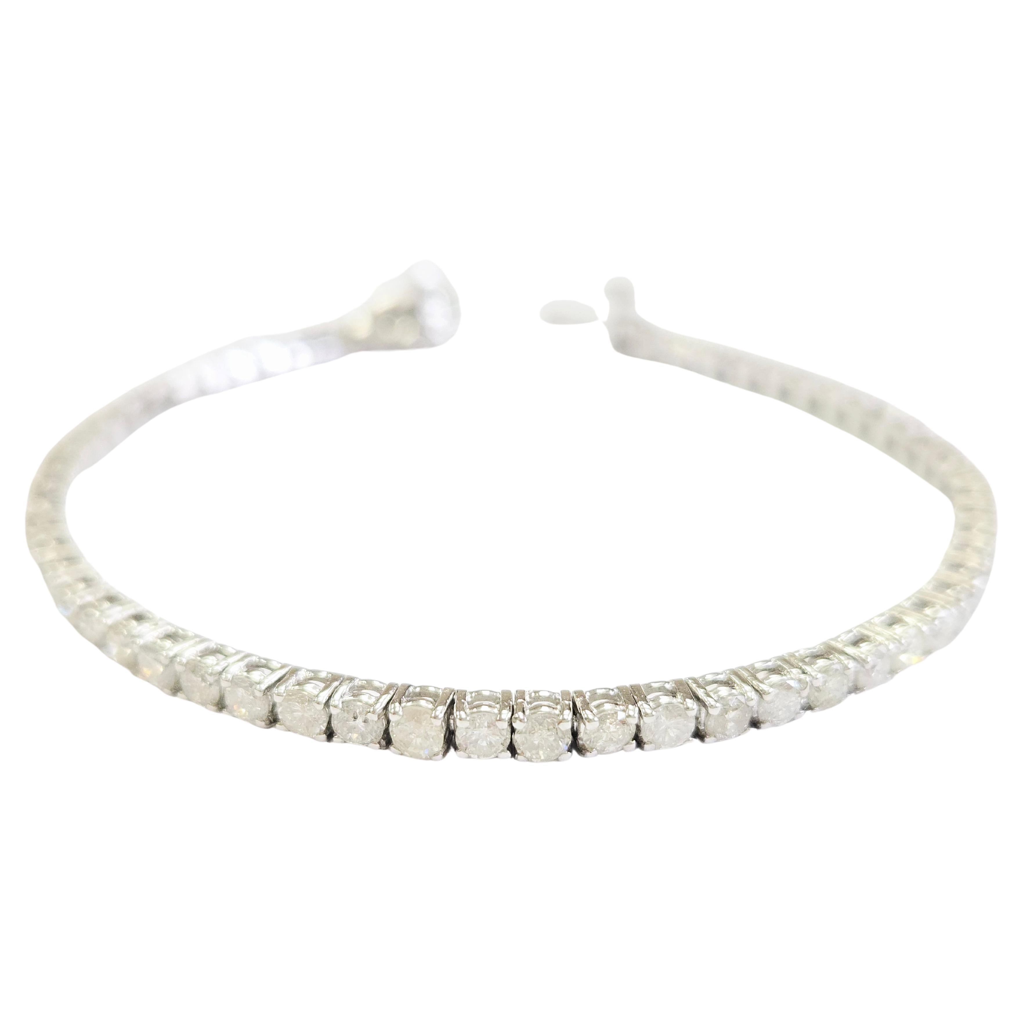 5.10 Carat Natural Diamond Tennis Bracelet 14 Karat White Gold