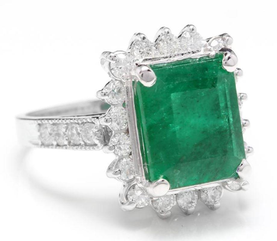 5.10 Carats Natural Emerald and Diamond 14K Solid White Gold Ring

Total Natural Green Emerald Weight is: Approx. 4.20 Carats

Emerald Measures: Approx. 11 x 8mm

Natural Round Diamonds Weight: Approx. 0.90 Carats (color G-H / Clarity