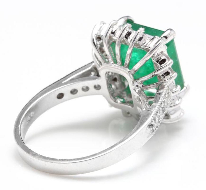 5.10 Carat Natural Emerald and Diamond 14 Karat Solid White Gold Ring In New Condition For Sale In Los Angeles, CA