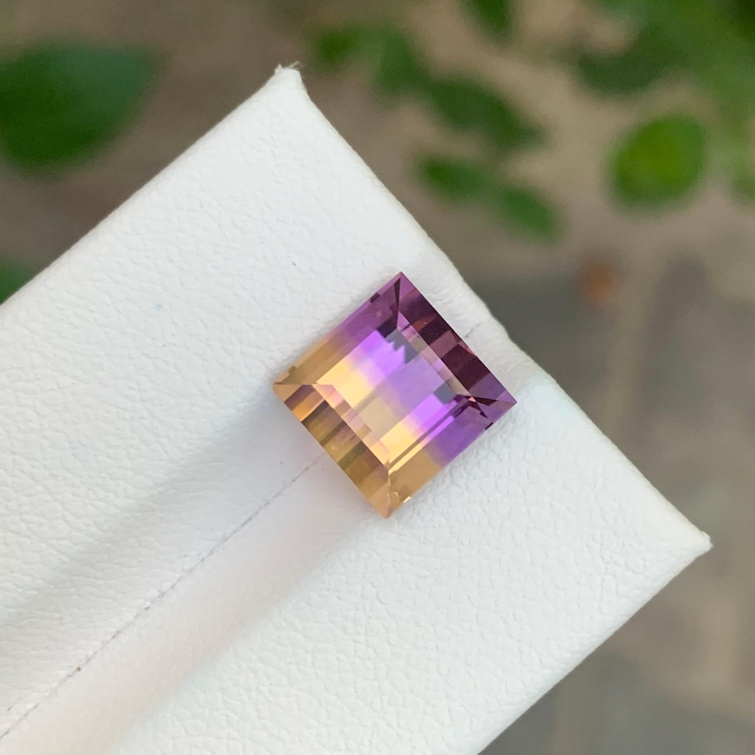 Arts and Crafts 5.10 Carat Natural Loose Ametrine Square Shape Gemstone For Sale