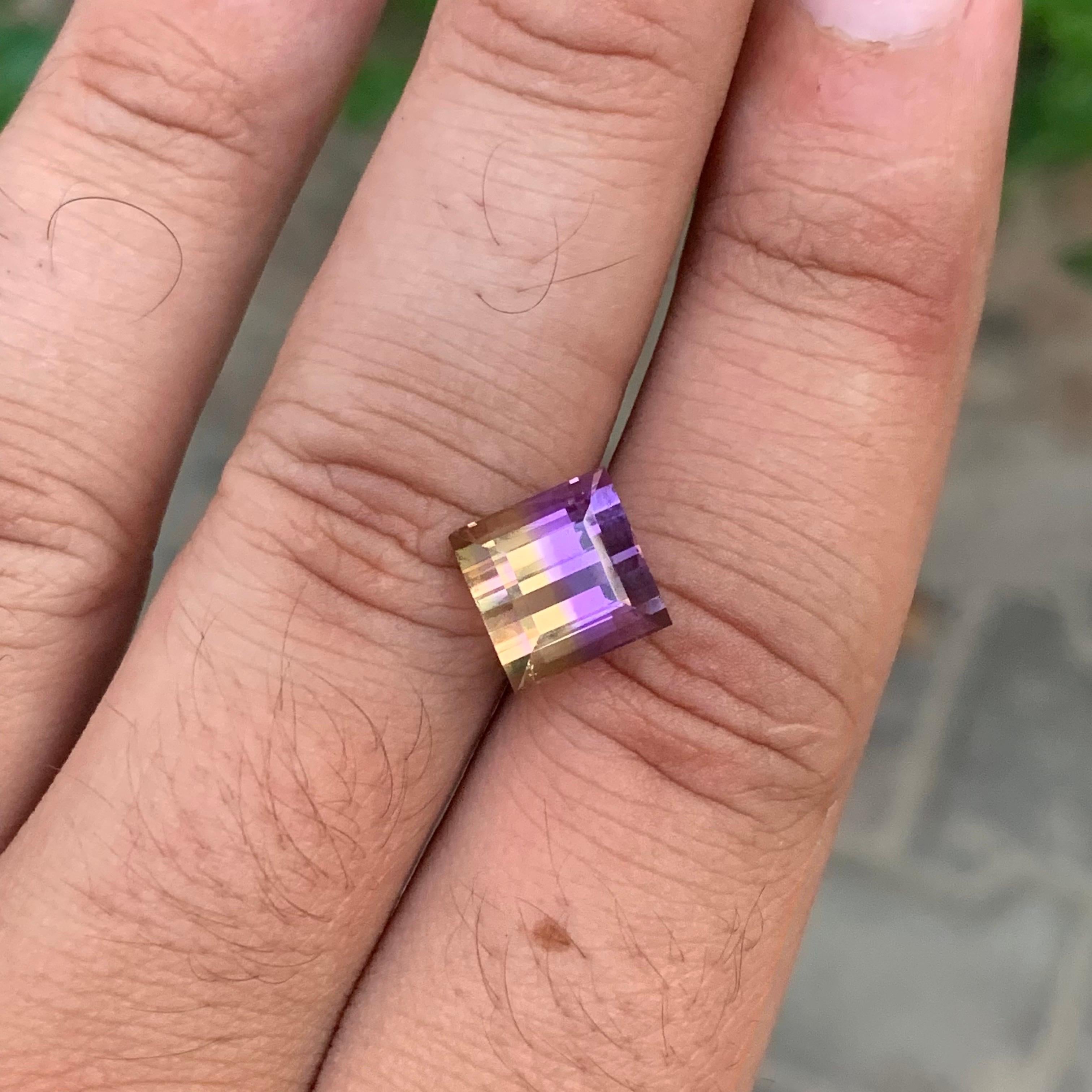 Square Cut 5.10 Carat Natural Loose Ametrine Square Shape Gemstone For Sale