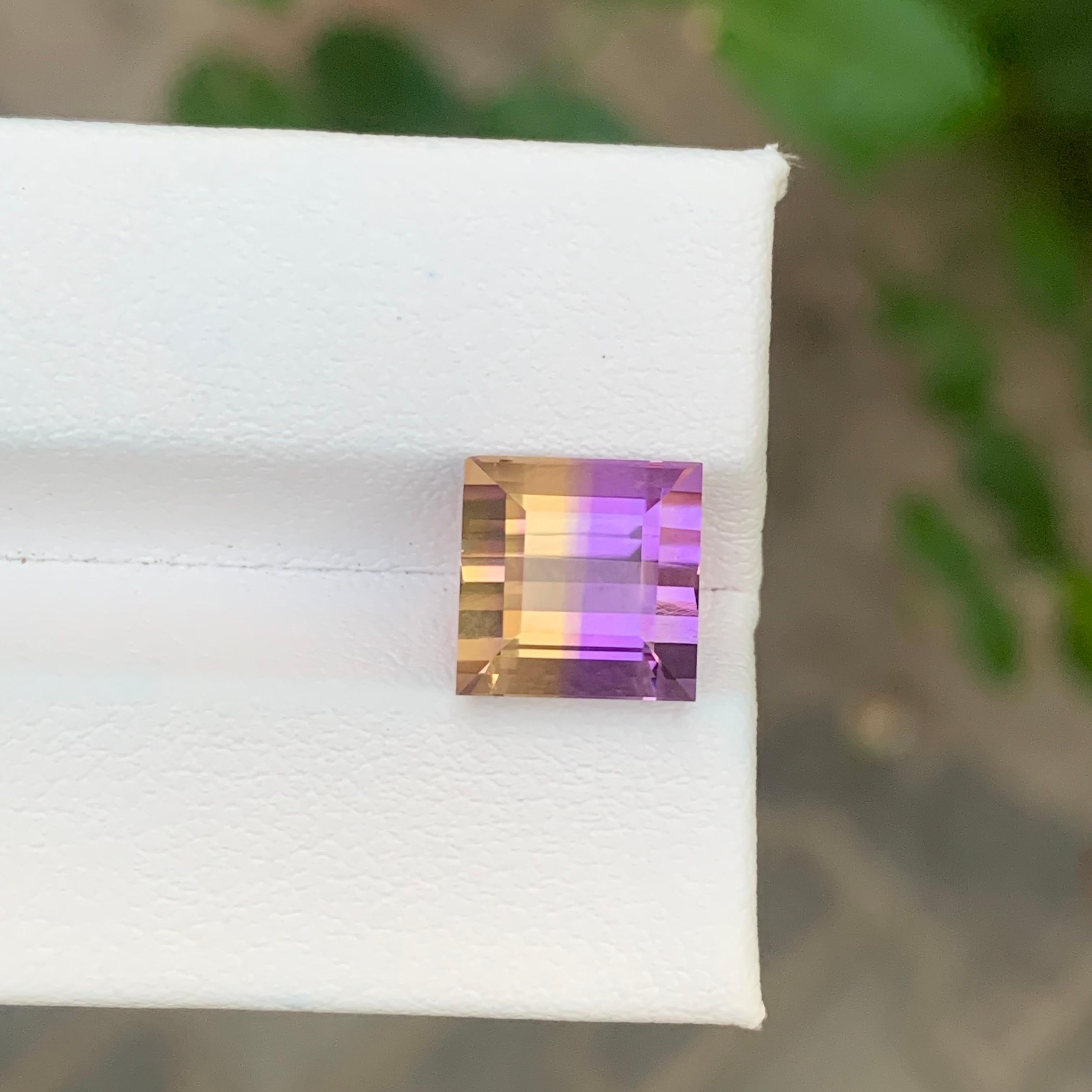 Women's or Men's 5.10 Carat Natural Loose Ametrine Square Shape Gemstone For Sale