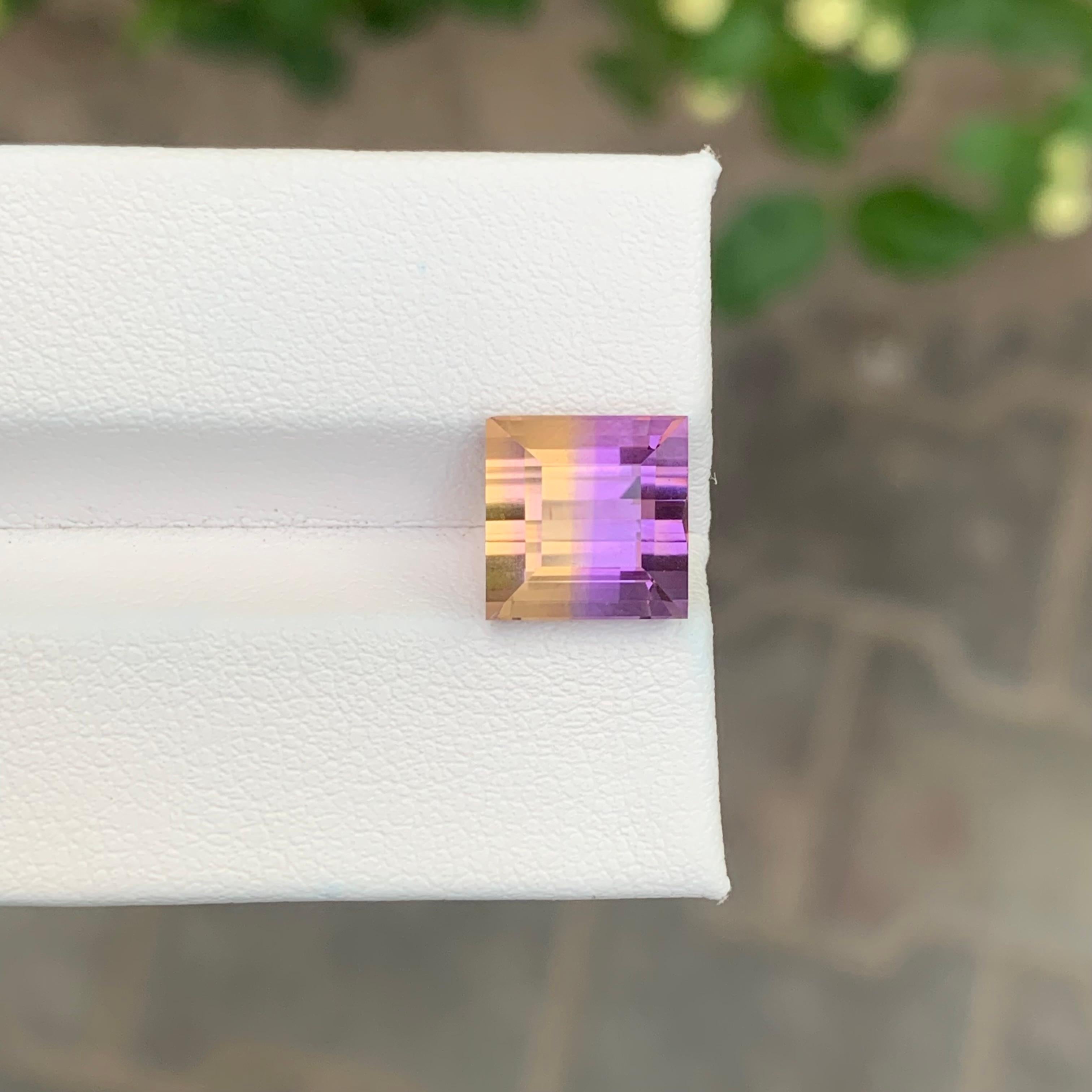 Women's or Men's 5.00 Carat Natural Loose Ametrine Square Shape Gemstone For Sale
