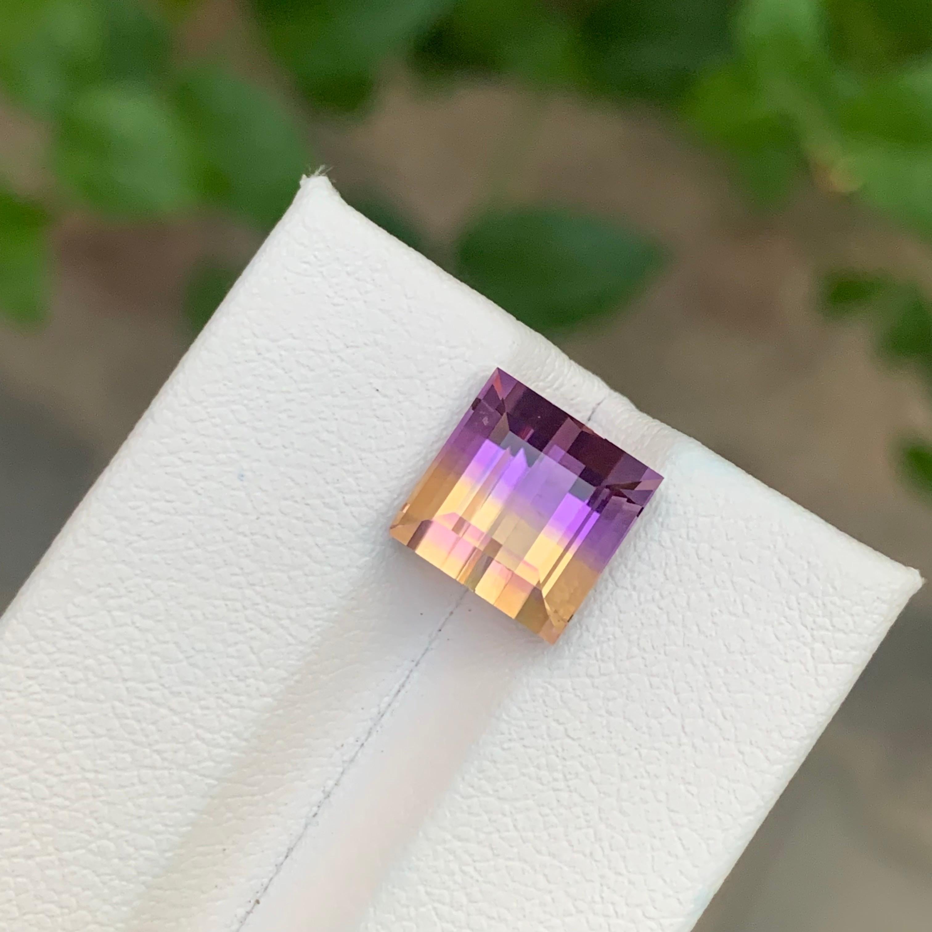 5.10 Carat Natural Loose Ametrine Square Shape Gemstone For Sale 1
