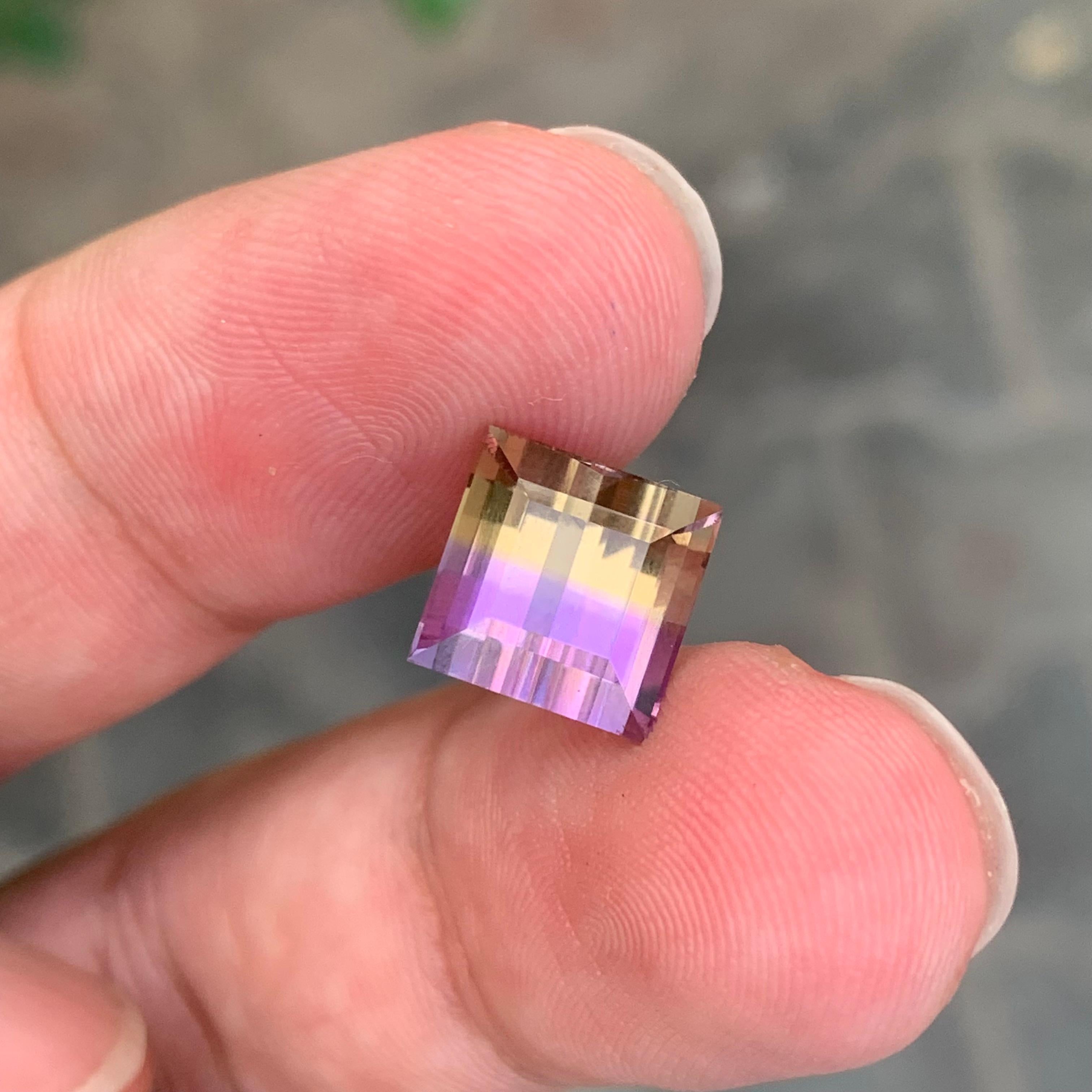 5.00 Carat Natural Loose Ametrine Square Shape Gemstone For Sale 1