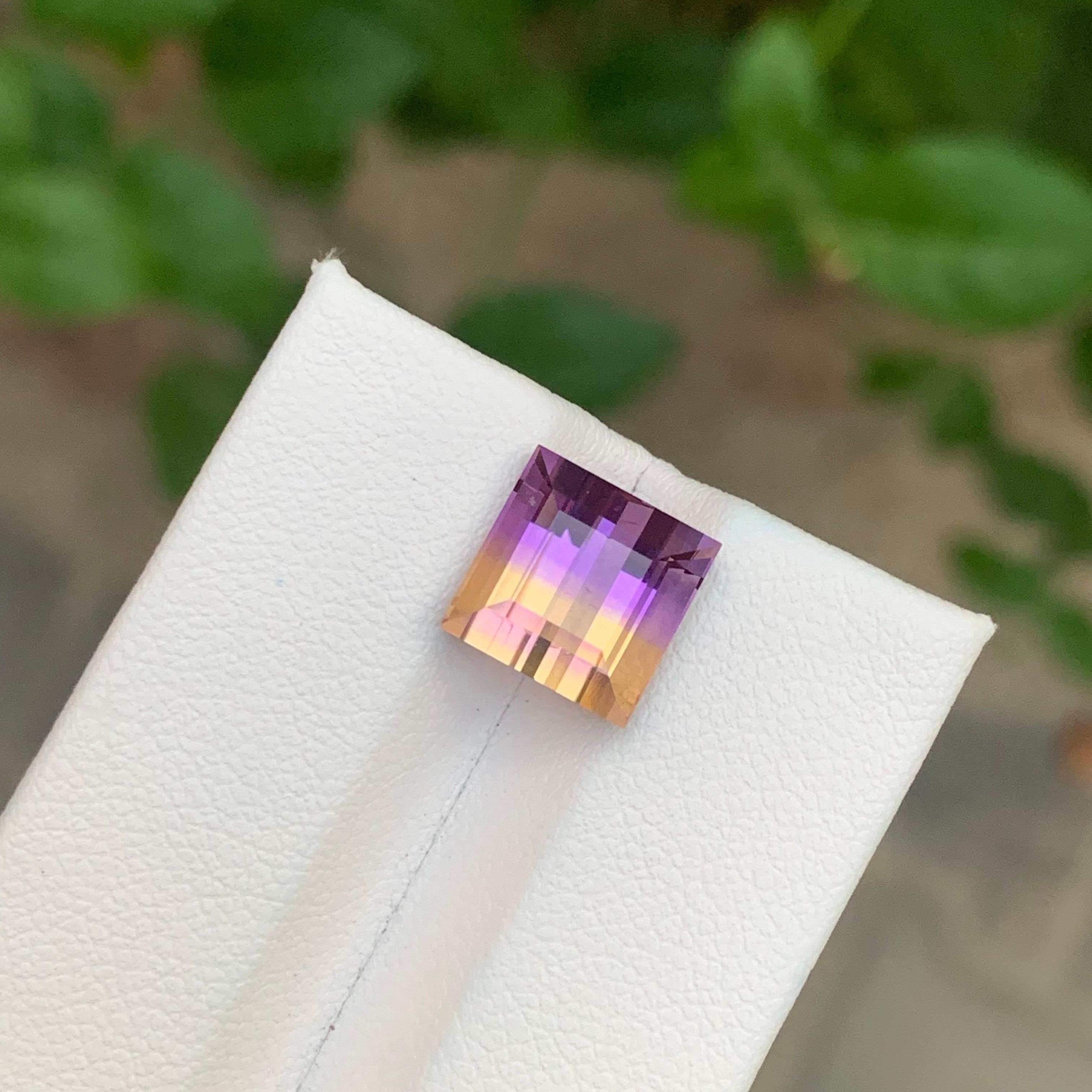 5.10 Carat Natural Loose Ametrine Square Shape Gemstone For Sale 2