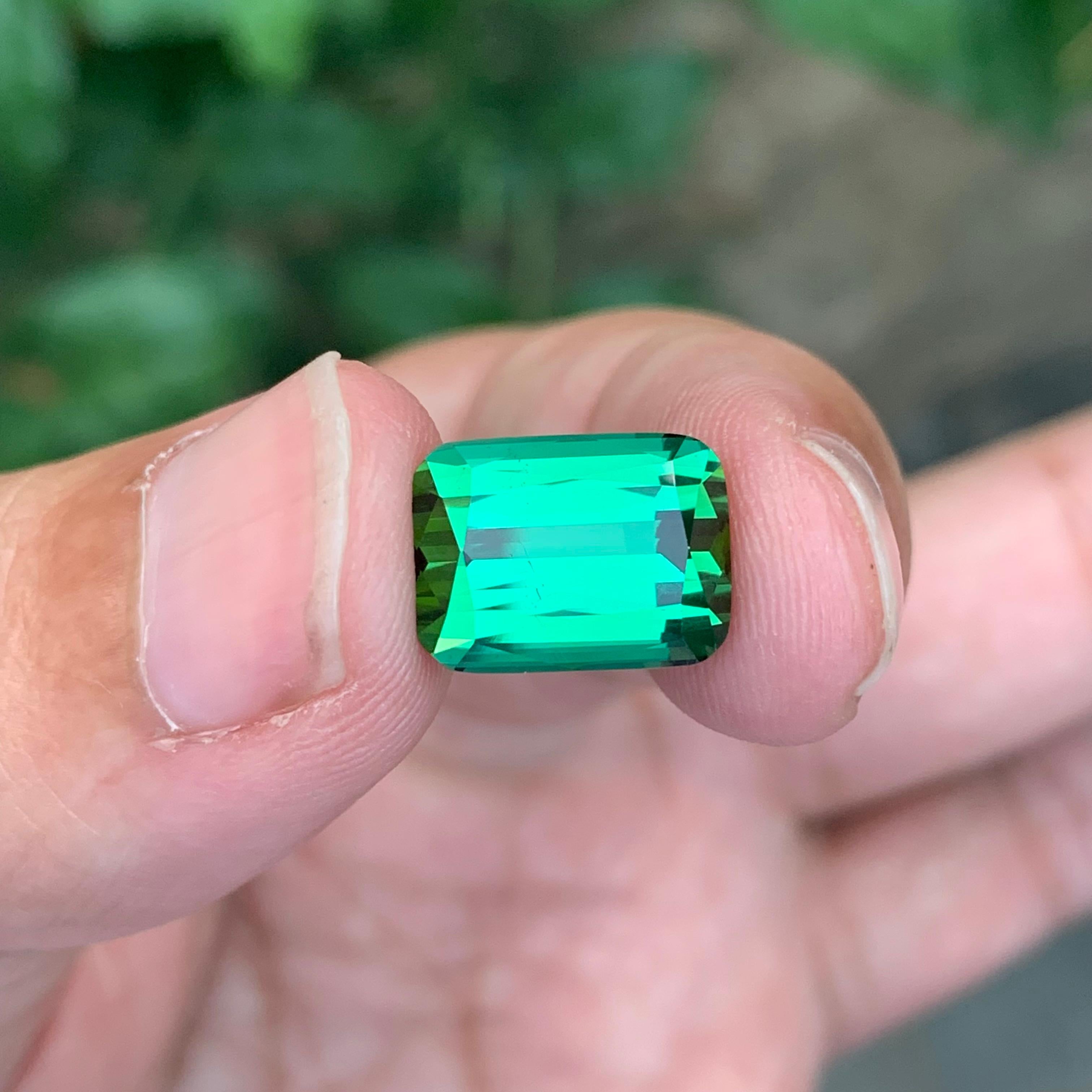 5.10 Carat Natural Loose Green Tourmaline Cushion Shape Gemstone (Tourmaline verte en forme de coussin) en vente 5