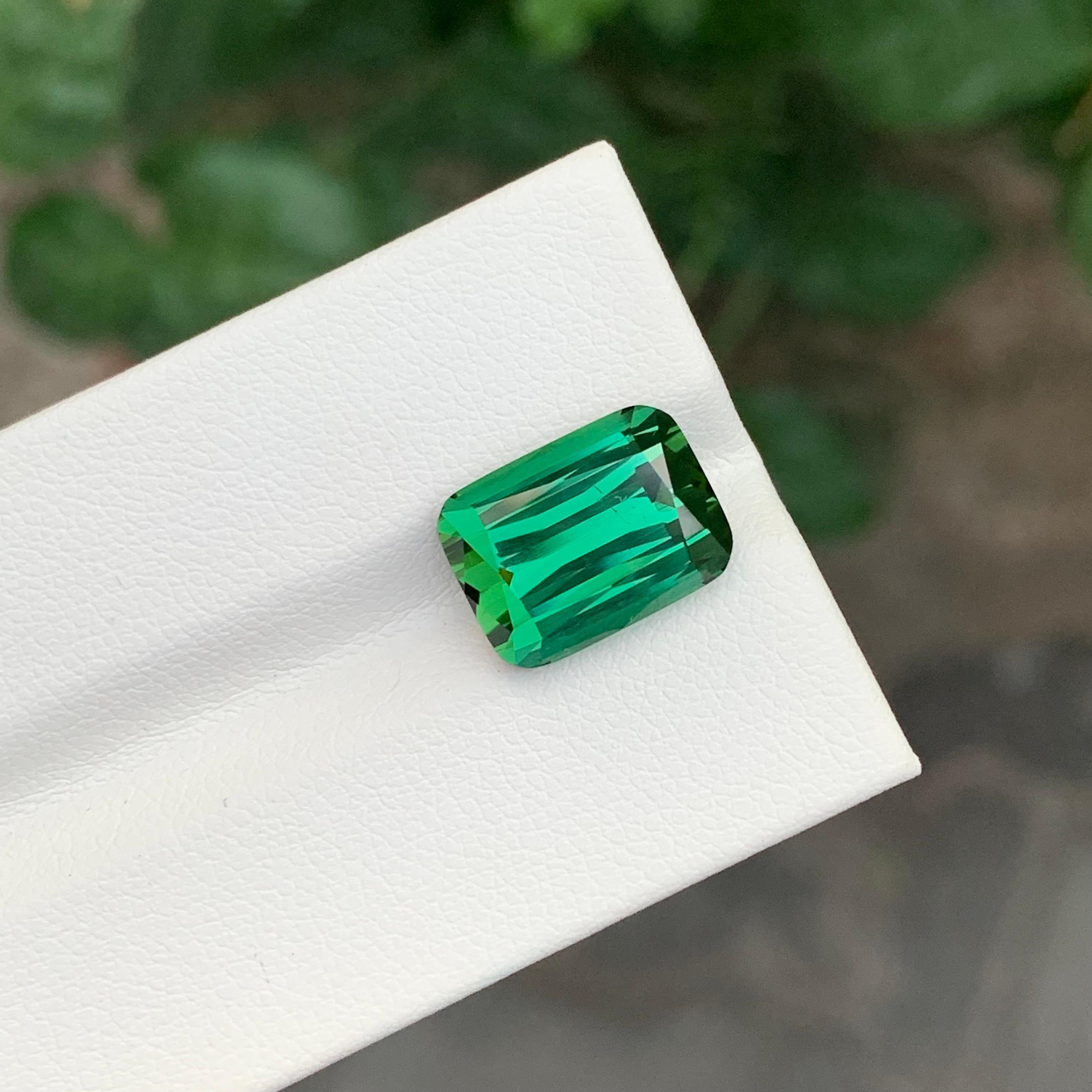 5.10 Carat Natural Loose Green Tourmaline Cushion Shape Gemstone (Tourmaline verte en forme de coussin) en vente 1
