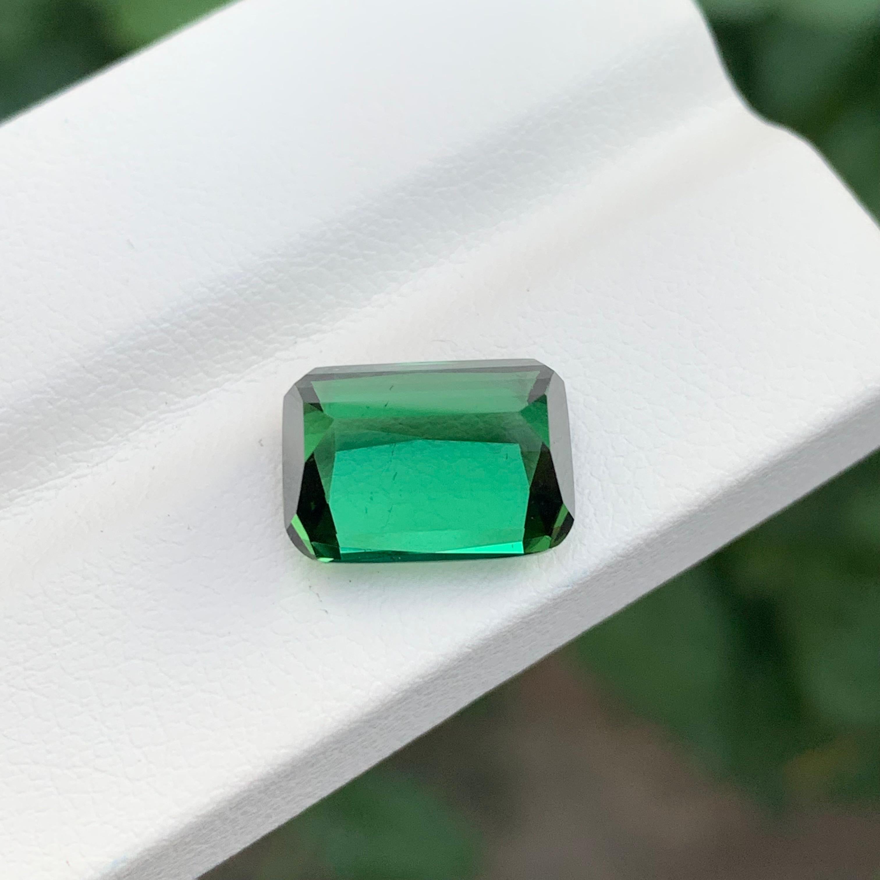 5.10 Carat Natural Loose Green Tourmaline Cushion Shape Gemstone (Tourmaline verte en forme de coussin) en vente 2