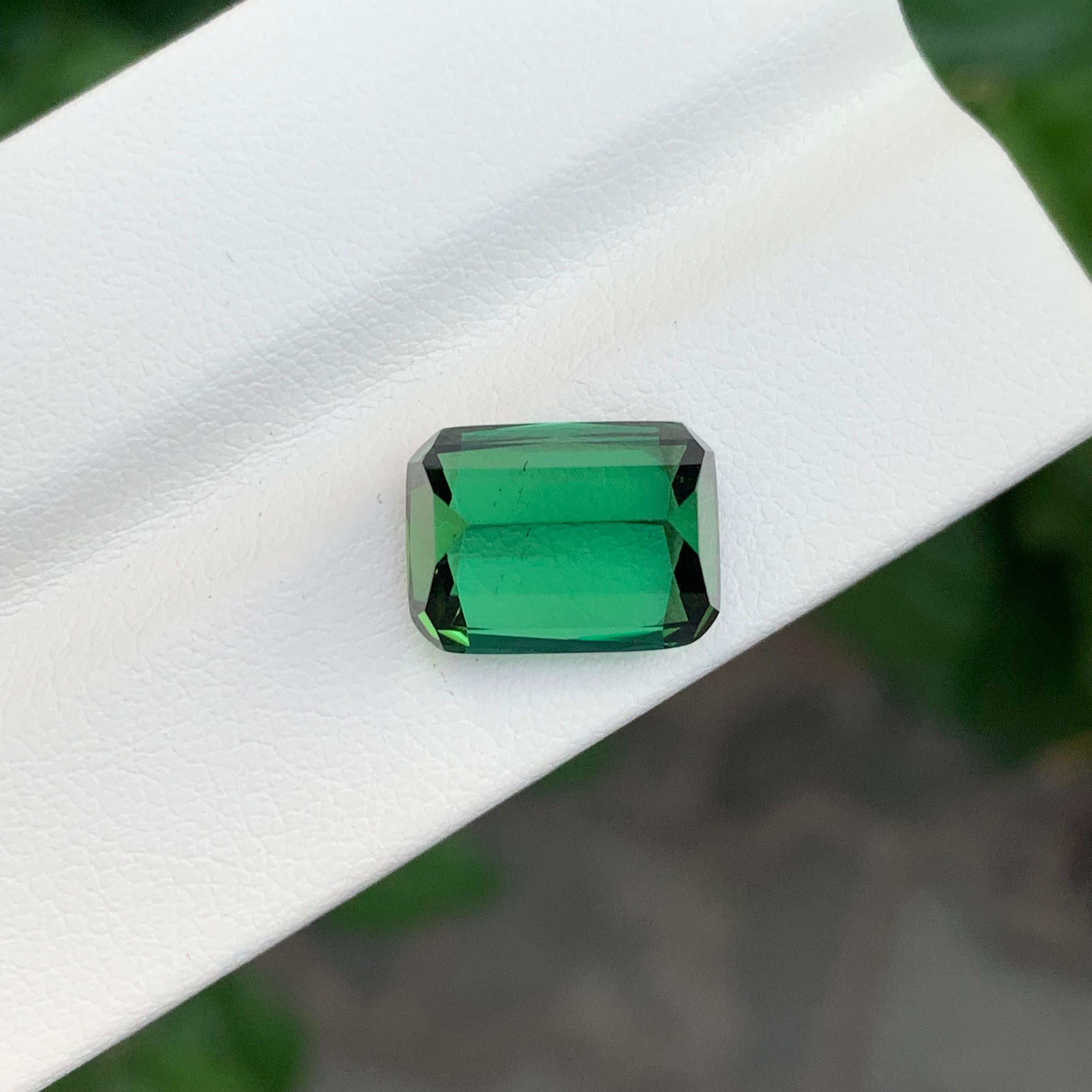 5.10 Carat Natural Loose Green Tourmaline Cushion Shape Gemstone (Tourmaline verte en forme de coussin) en vente 3