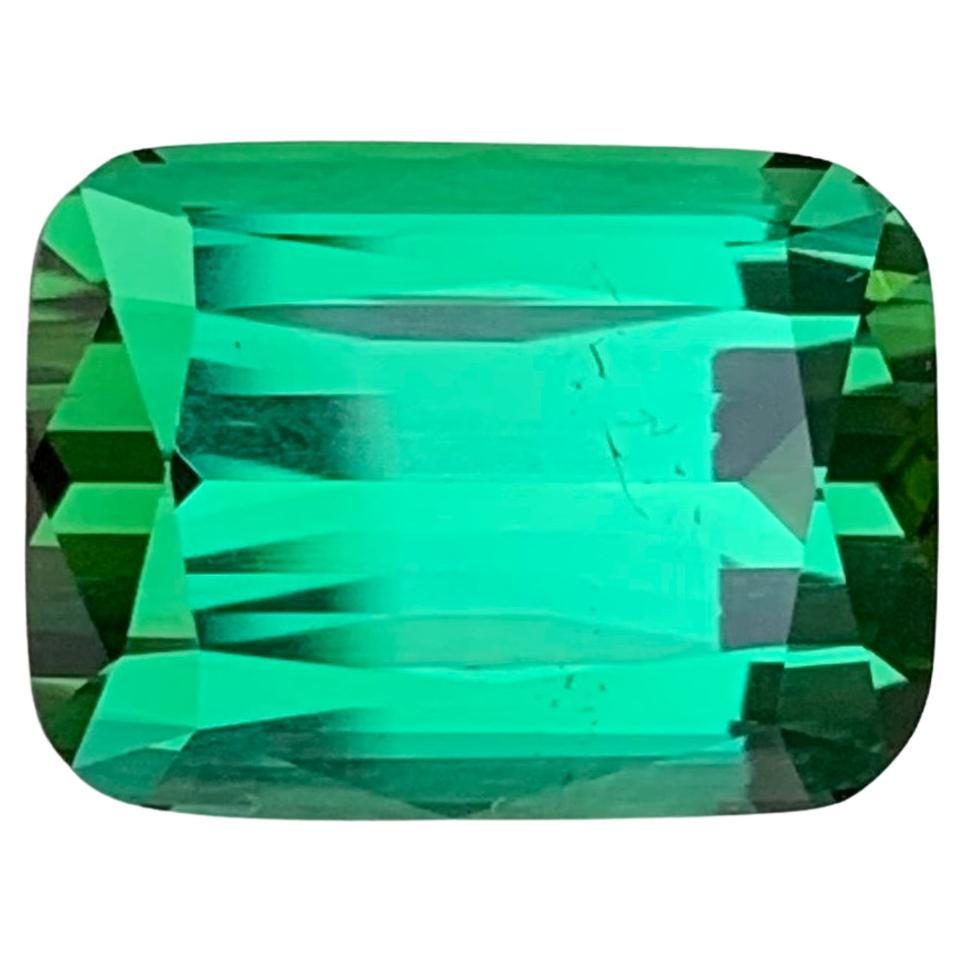 Gema natural suelta de turmalina verde de 5.10 quilates en forma de cojín