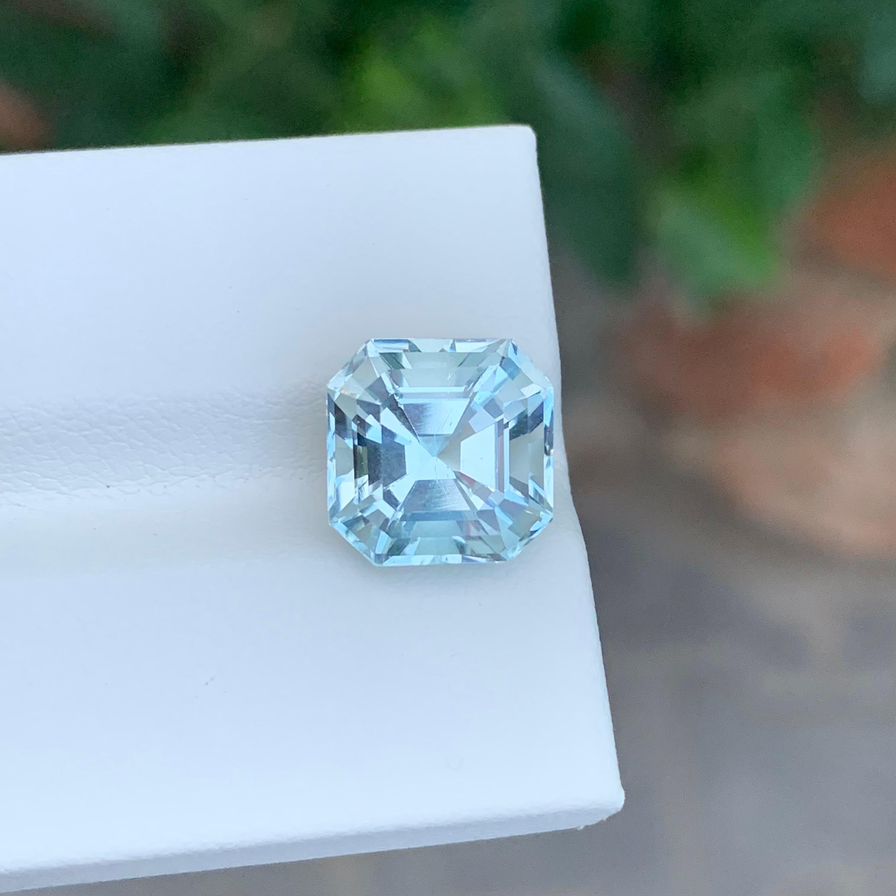 Loose Aquamarine

Weight: 5.10 Carat
Dimension: 10.3 x 10.3 x 7.8 Mm
Colour : Pale Blue
Origin: Shigar Valley, Pakistan
Treatment: Non
Certificate : On Demand
Shape: Square 

Aquamarine is a captivating gemstone known for its enchanting blue-green