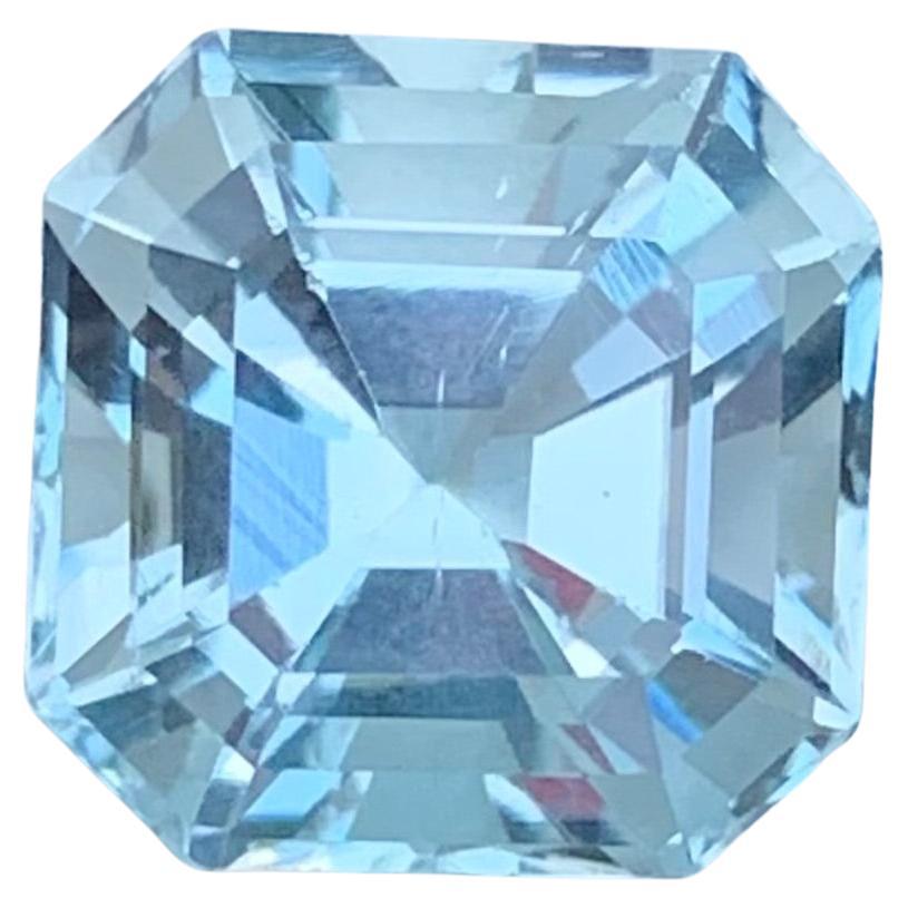5.10 Carat Natural Loose Pale Blue Aquamarine Square Shape Gemstone