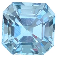 Gema cuadrada suelta de aguamarina azul pálido natural de 5,10 quilates
