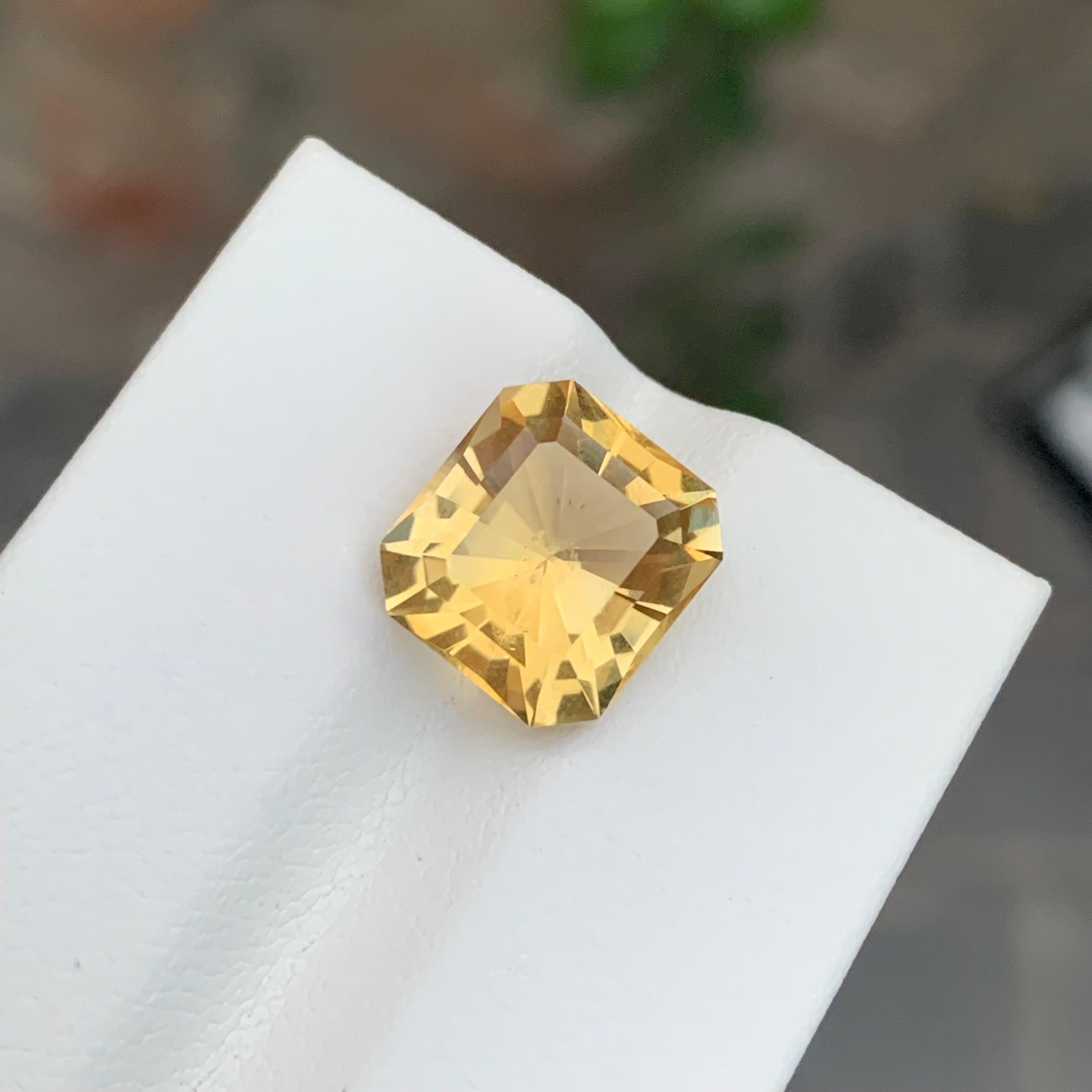 5.10 Karat natürlicher loser gelber Citrin Smaragd Form Edelstein im Angebot 4
