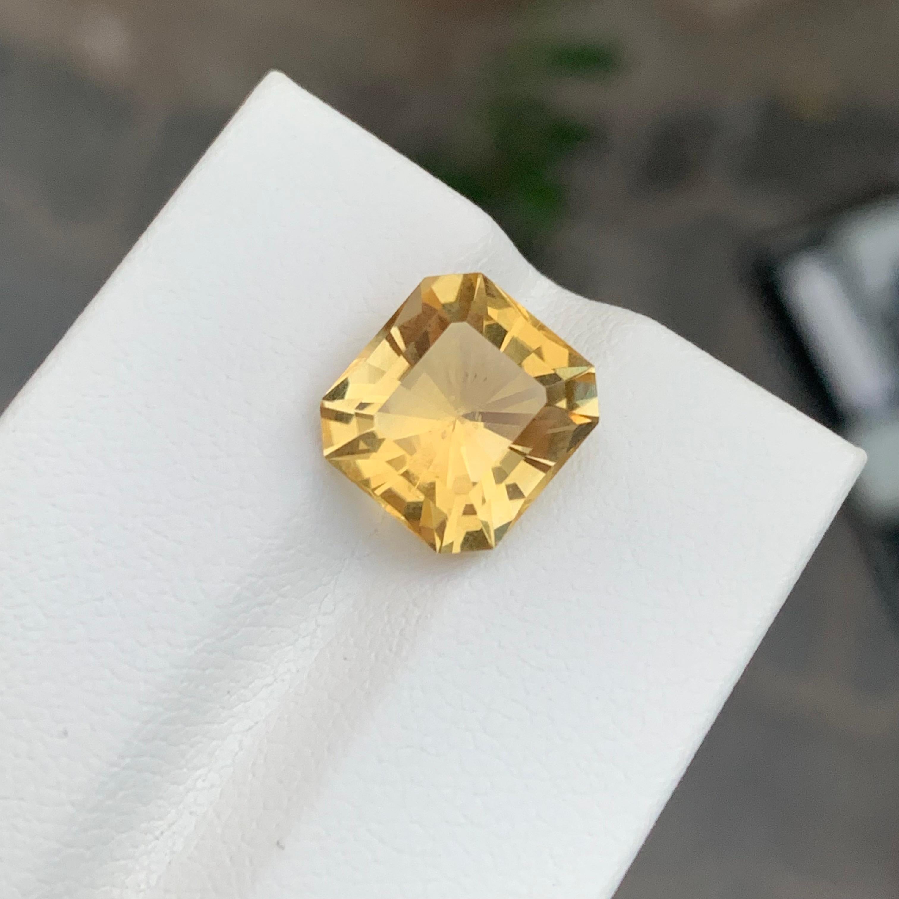 5.10 Karat natürlicher loser gelber Citrin Smaragd Form Edelstein im Angebot 5