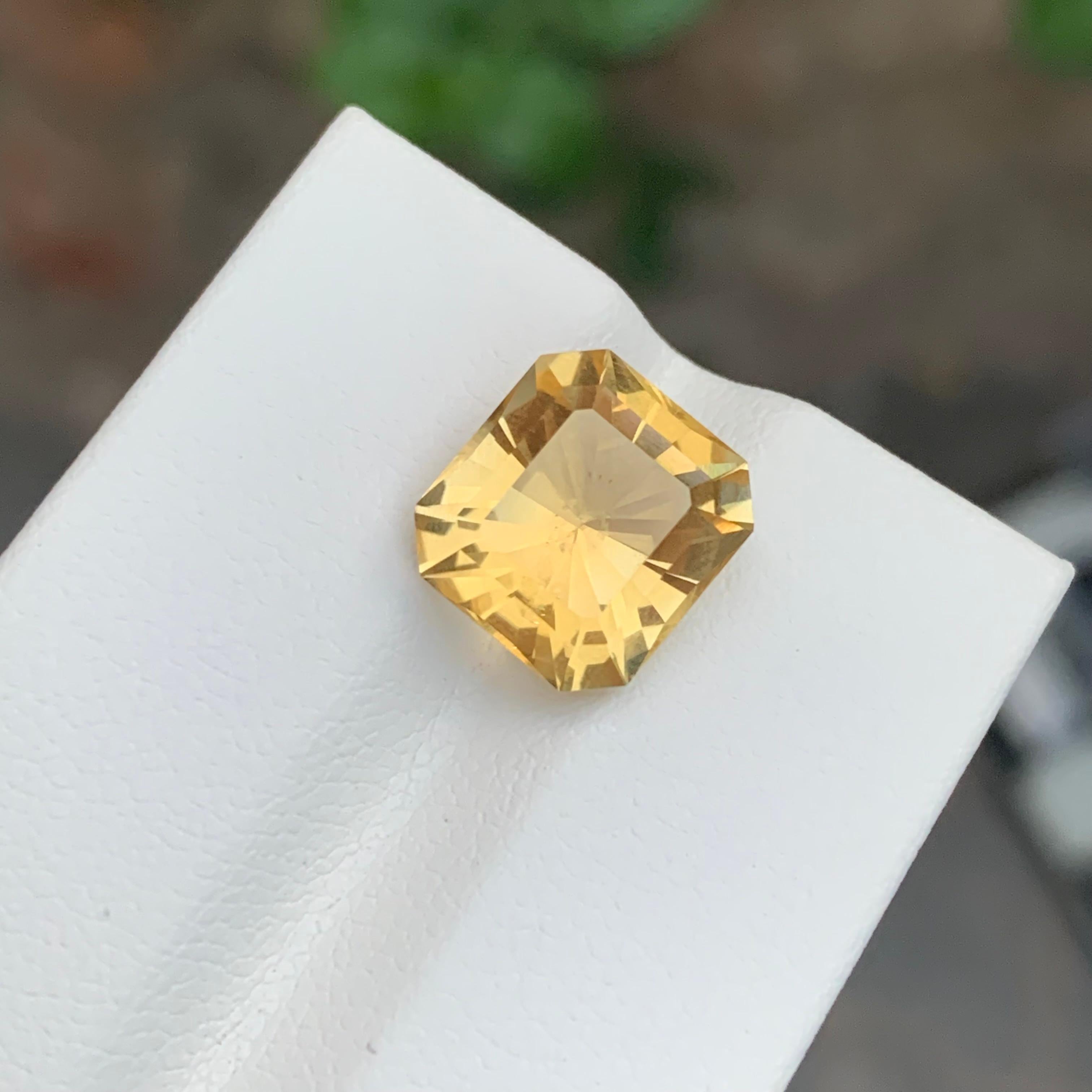 5.10 Karat natürlicher loser gelber Citrin Smaragd Form Edelstein für Damen oder Herren im Angebot