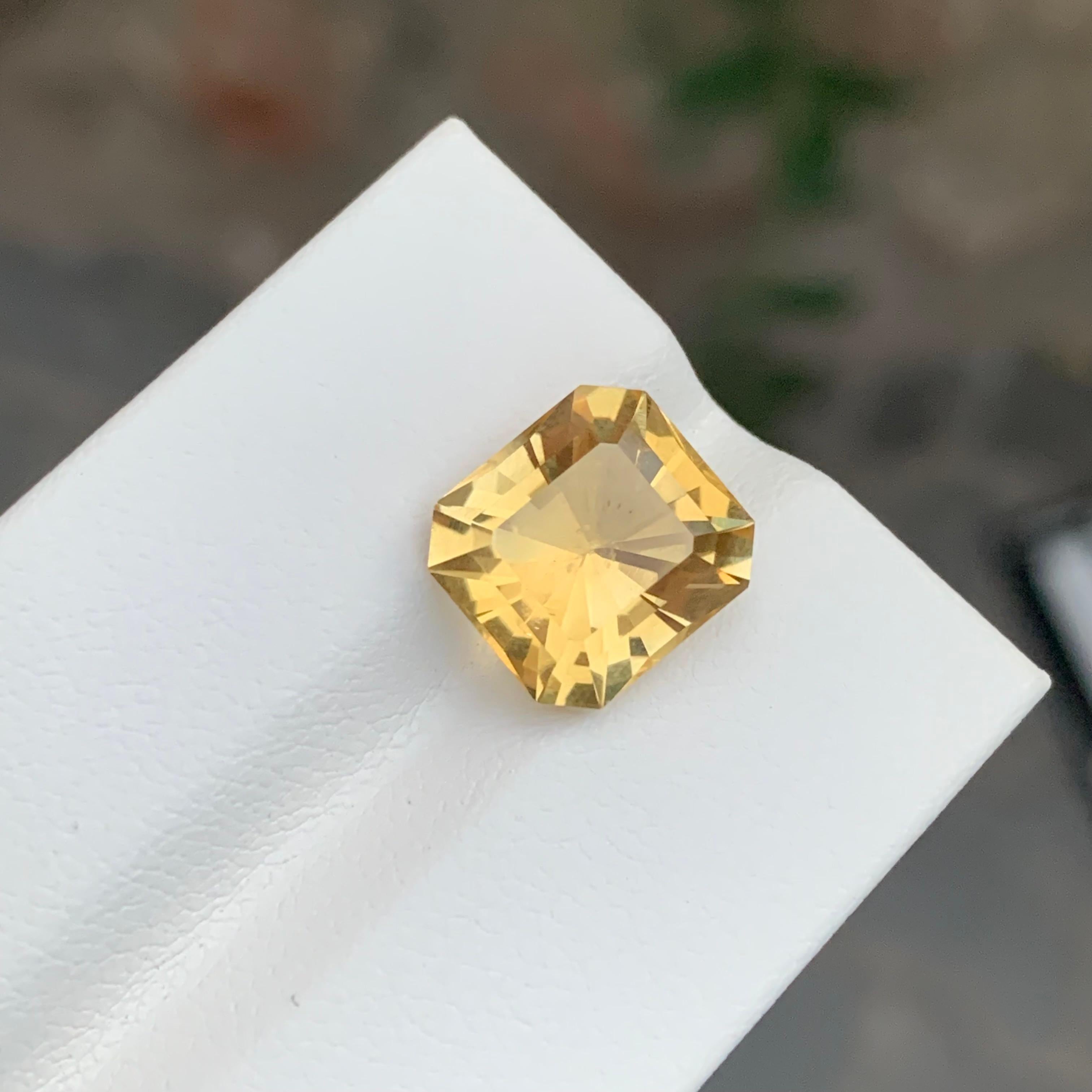 5.10 Karat natürlicher loser gelber Citrin Smaragd Form Edelstein im Angebot 1