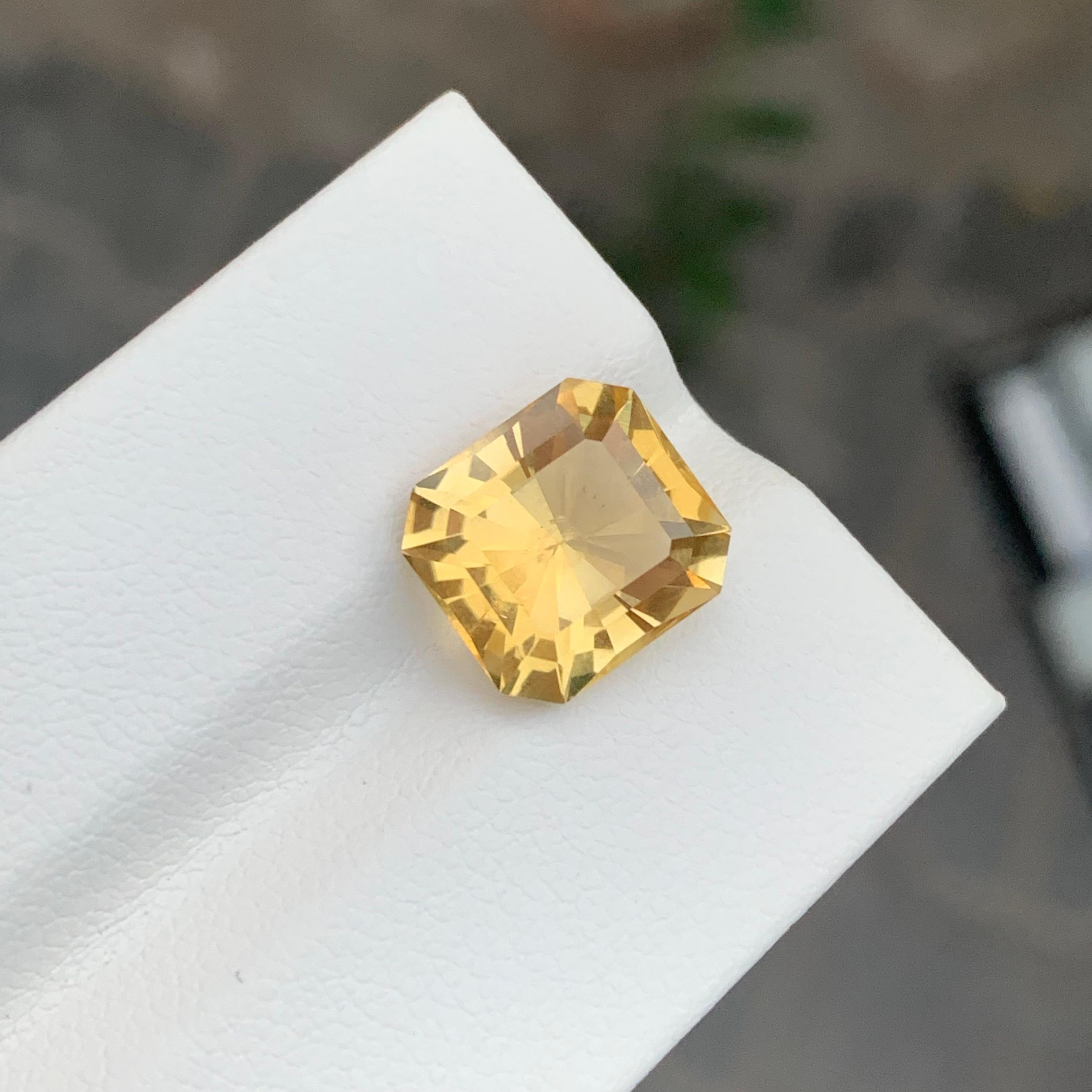 5.10 Karat natürlicher loser gelber Citrin Smaragd Form Edelstein im Angebot 2