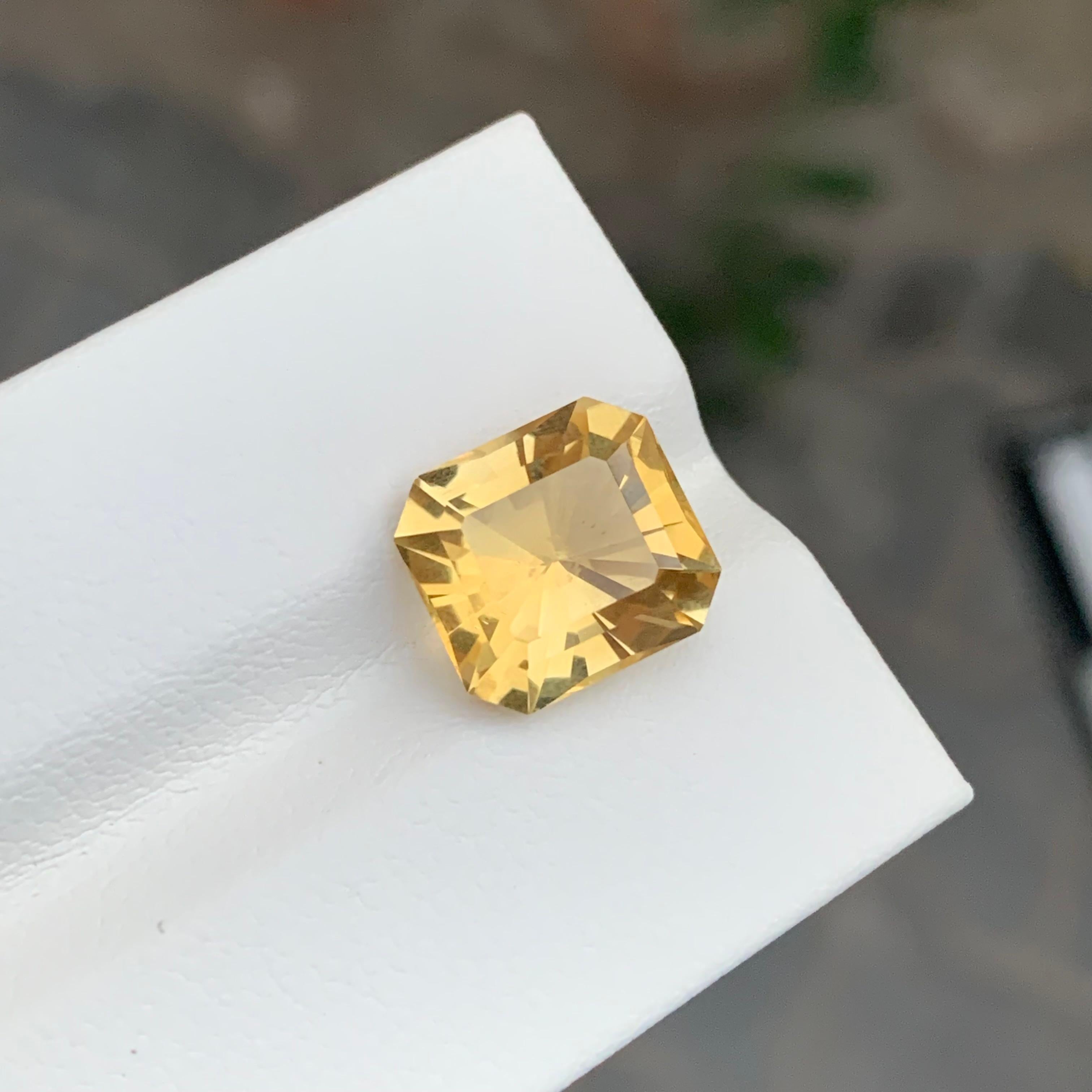 5.10 Karat natürlicher loser gelber Citrin Smaragd Form Edelstein im Angebot 3
