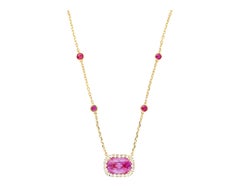 5.10 Carat No Heat Ceylon Pink Sapphire East West Floating Necklace