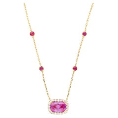 5.10 Carat No Heat Ceylon Pink Sapphire East West Floating Necklace