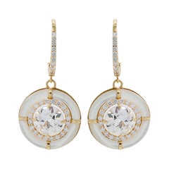 5.10 Carat Old European Cut Diamond and Mother of Pearl Drop Earrings