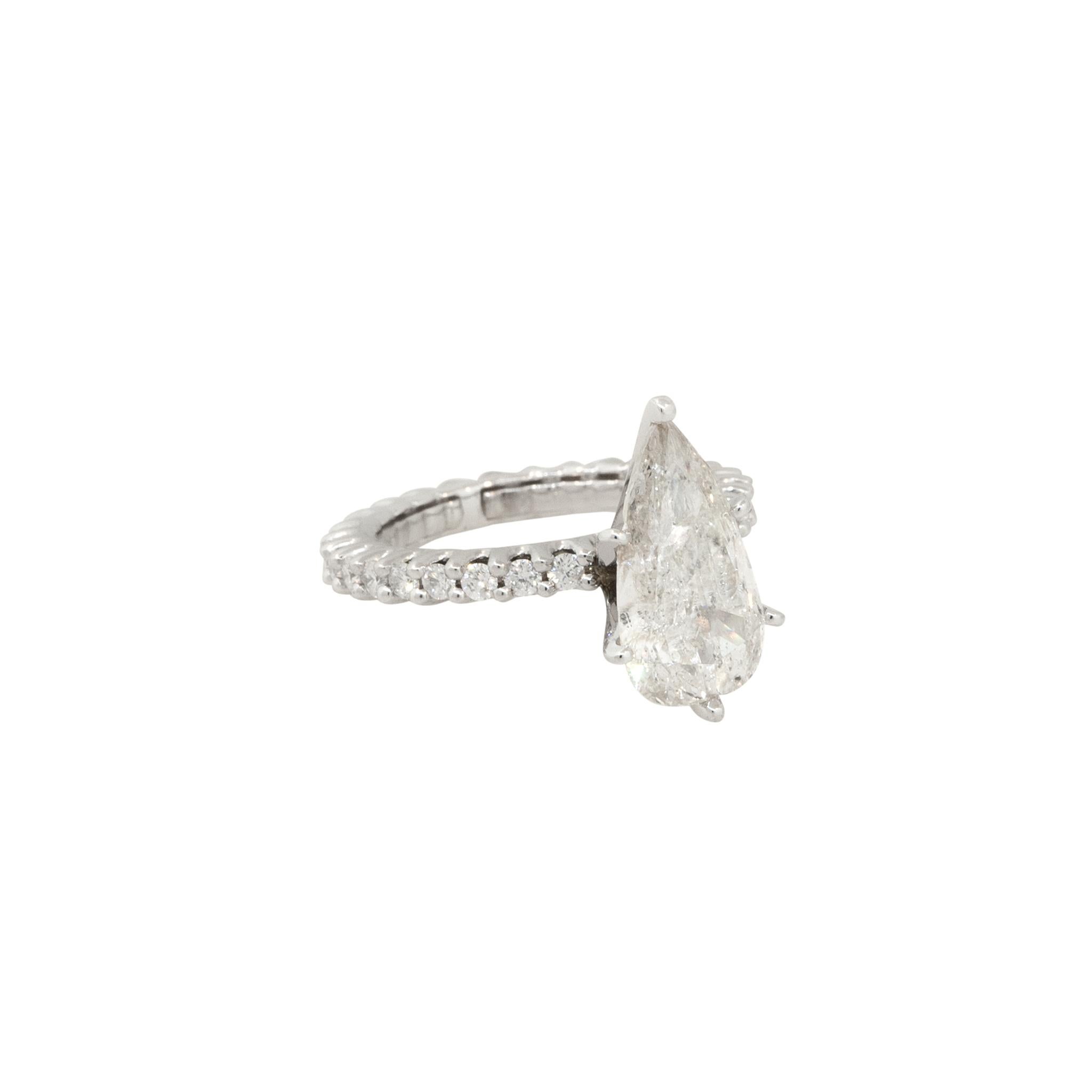 Eternity-Verlobungsring aus 14 Karat mit 5,10 Karat birnenförmigem Diamanten, auf Lager im Zustand „Hervorragend“ im Angebot in Boca Raton, FL