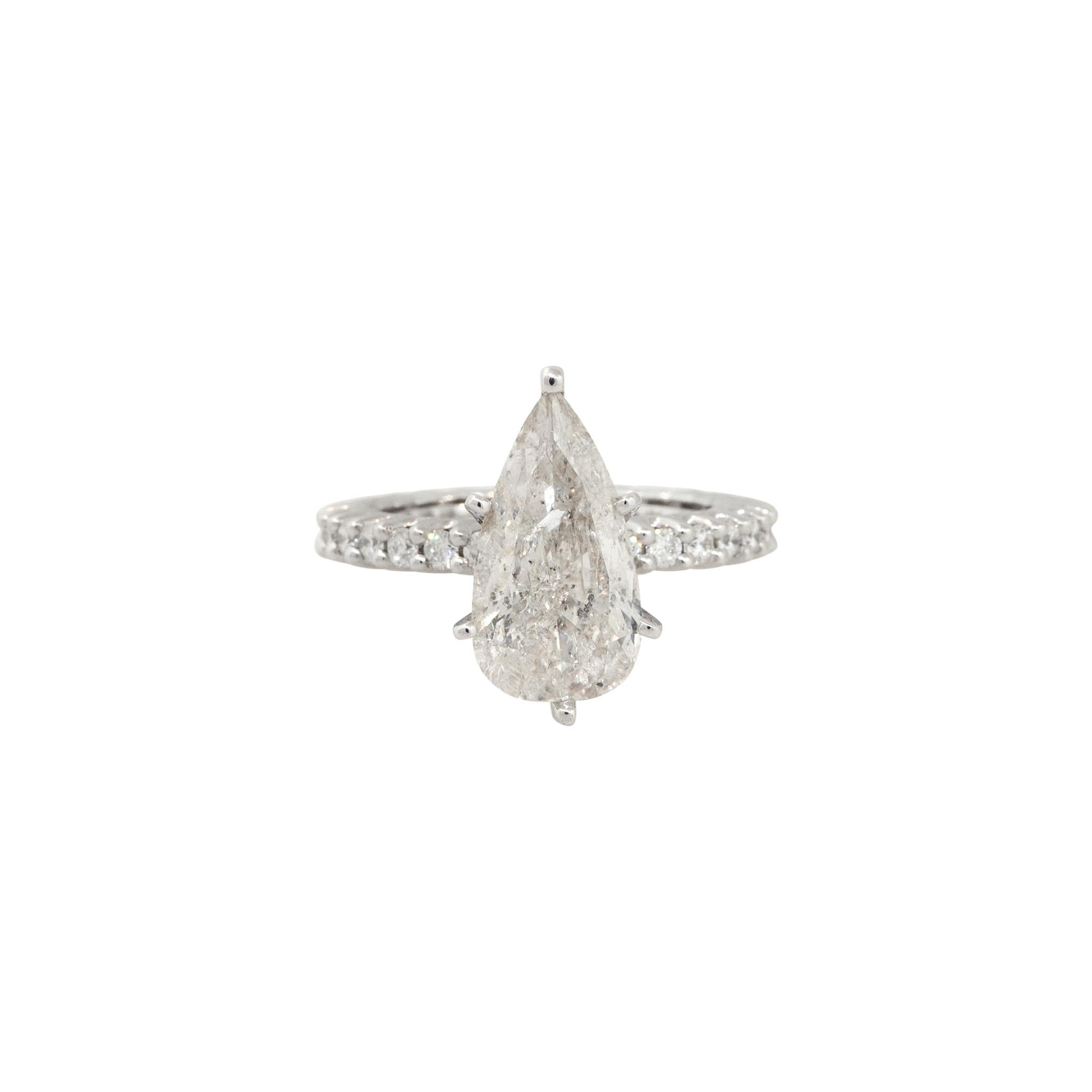 Women's 5.10 Carat Pear Shape Diamond Eternity Engagement Ring 14 Karat In Stock For Sale