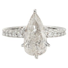Natural 5.10 Carat Pear Shape Diamond Eternity 14-Karat Engagement Ring In Stock
